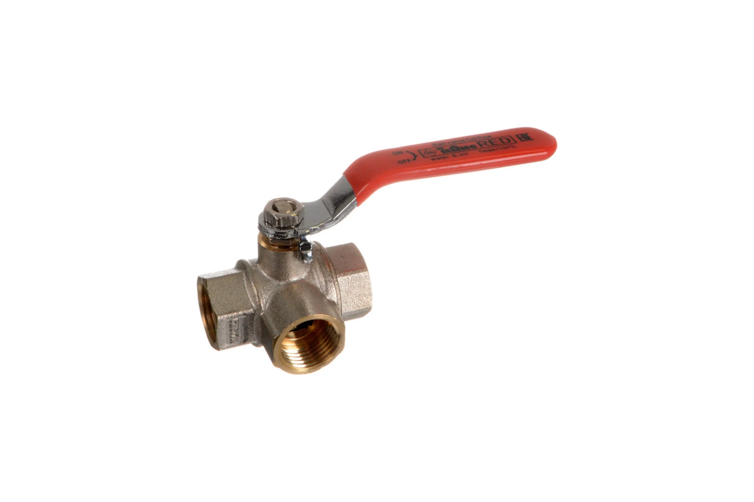 Шаровой кран Terma red 3/4 l-образный трехходовой ручка 31064 26164