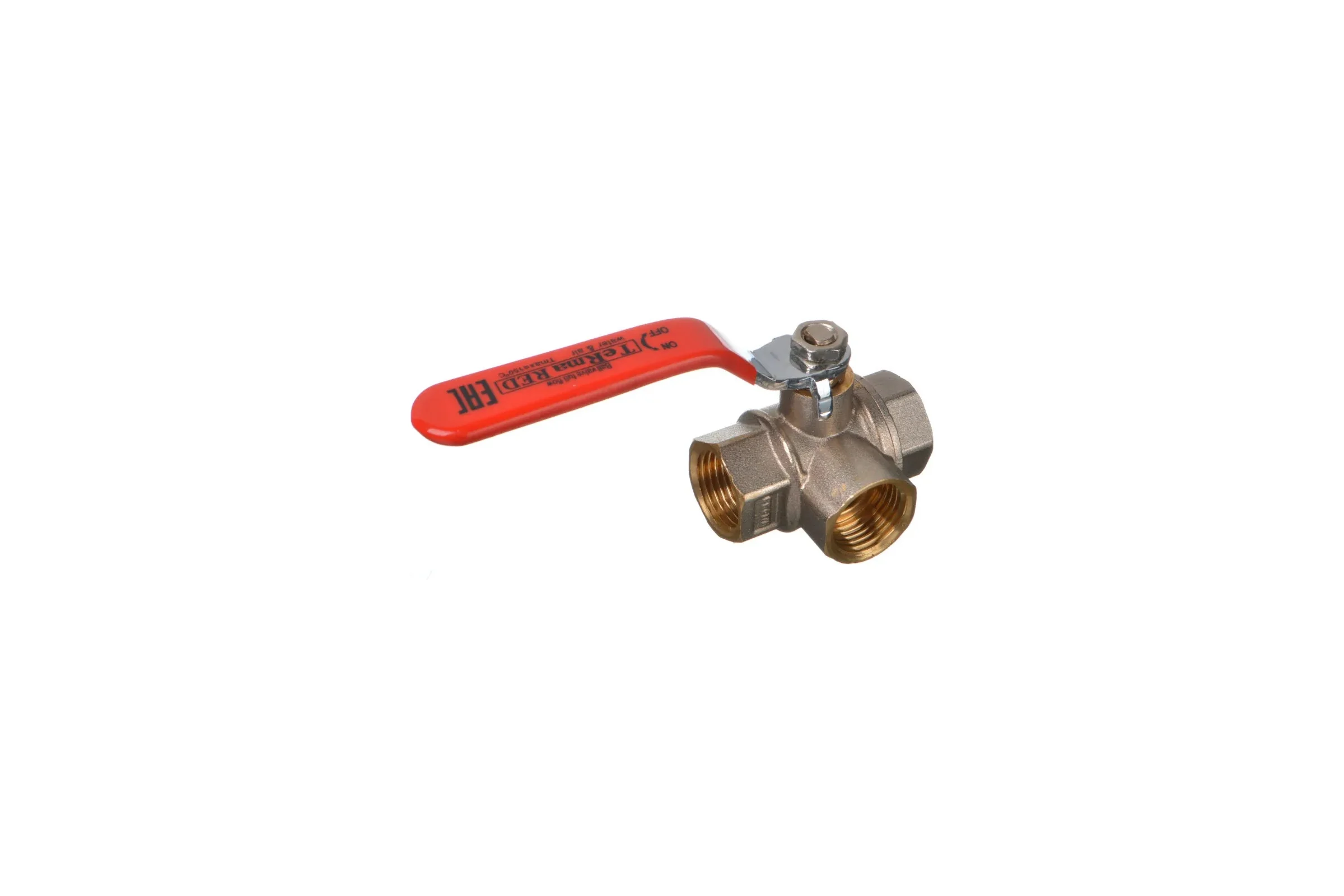 Шаровой кран Terma red 3/4 l-образный трехходовой ручка 31064 26164