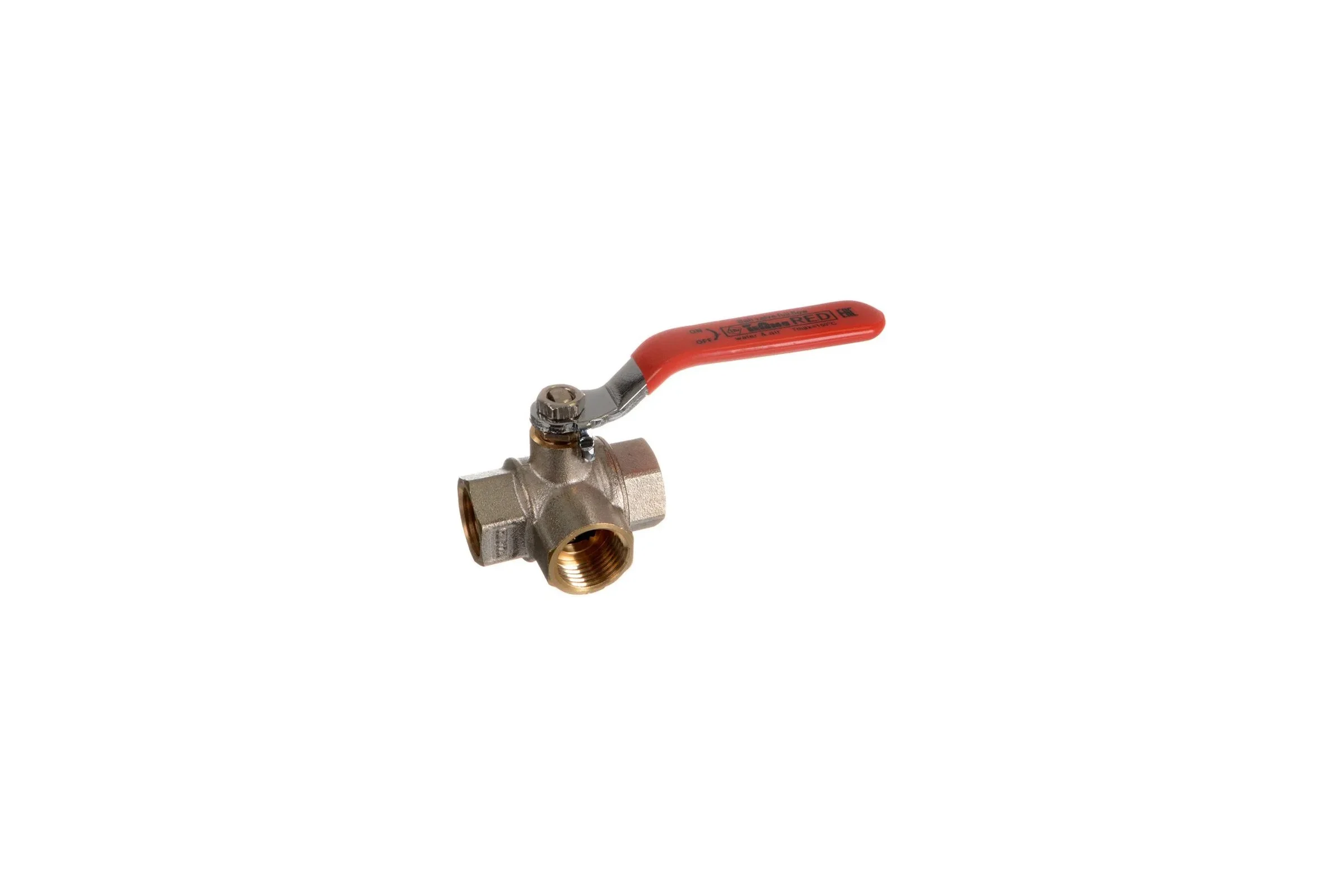 Шаровой кран Terma red 3/4 l-образный трехходовой ручка 31064 26164