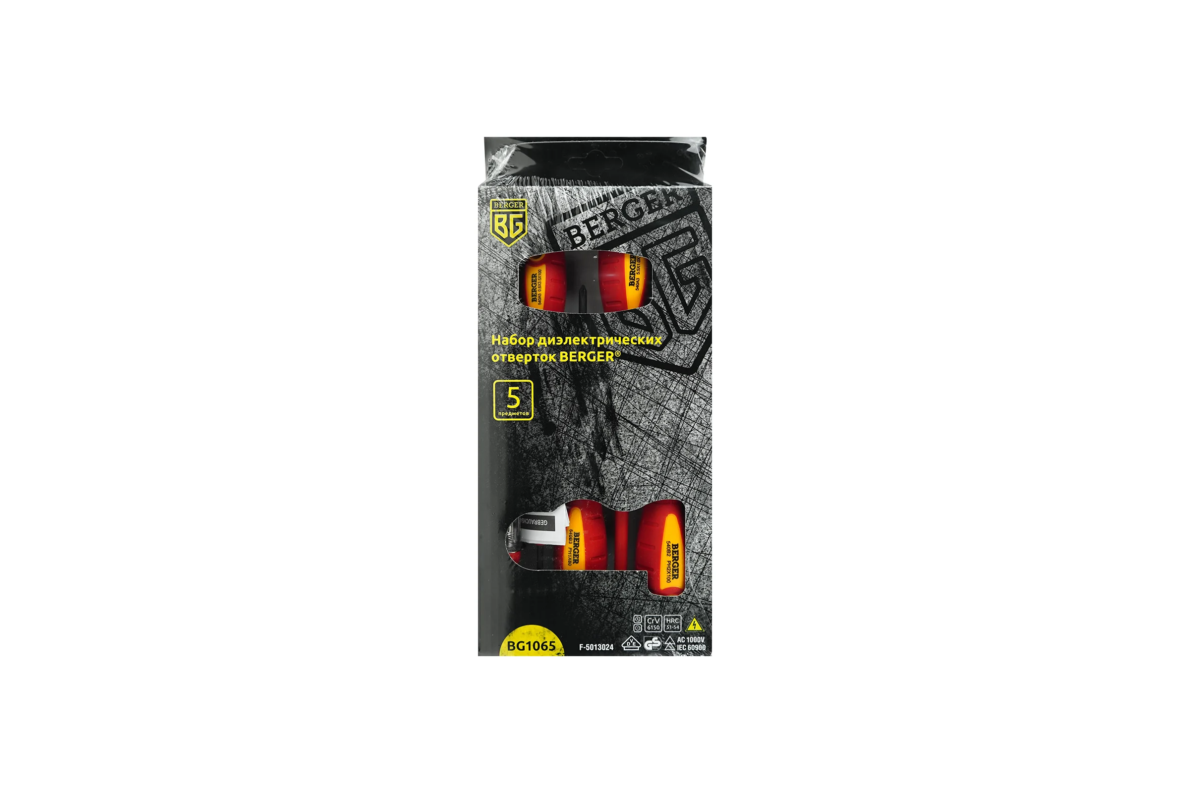 Набор диэлектрических отверток до 1000V, 5шт Berger BG BG1065