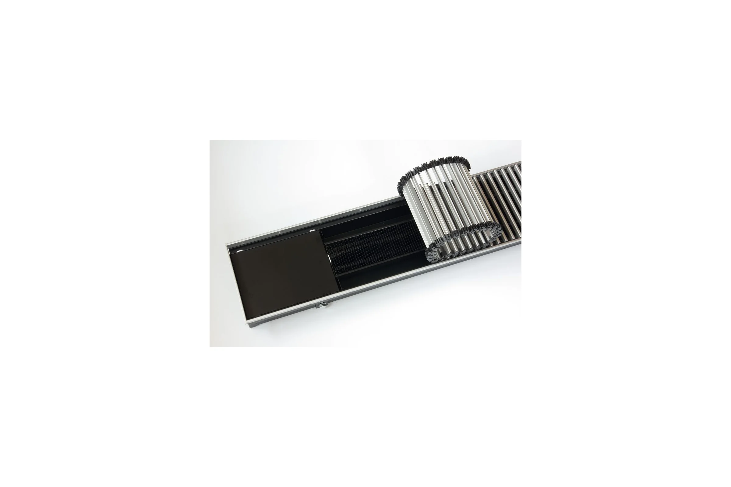 Внутрипольный конвектор KVZ с вентилятором с решеткой KVZ-Vent-230-80-2400-6V-UA/RRA-230-2400-A