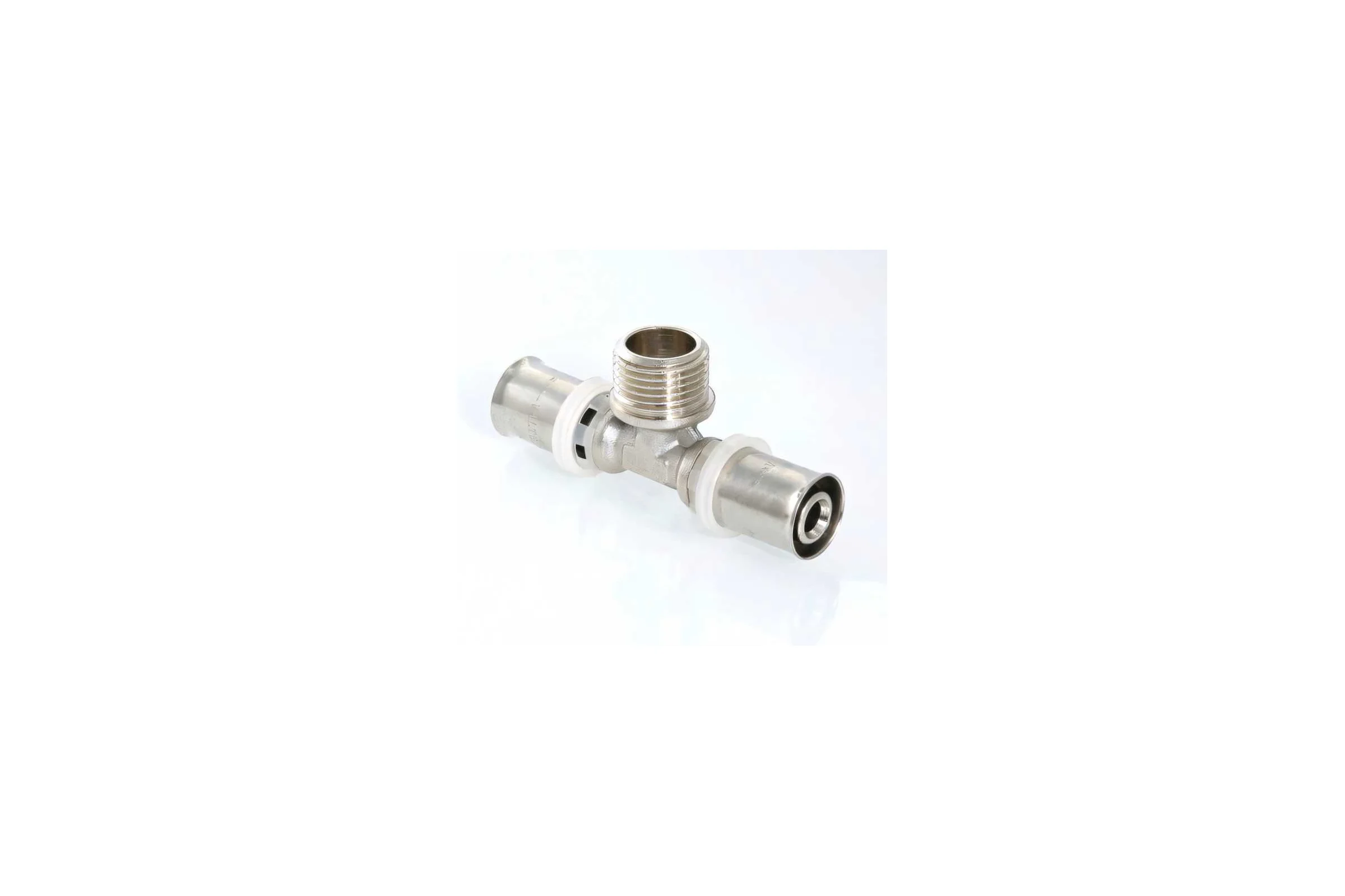 Тройник пресс с переходом на наружную резьбу 16х1/2х16 Valtec VTm.233.N.160416