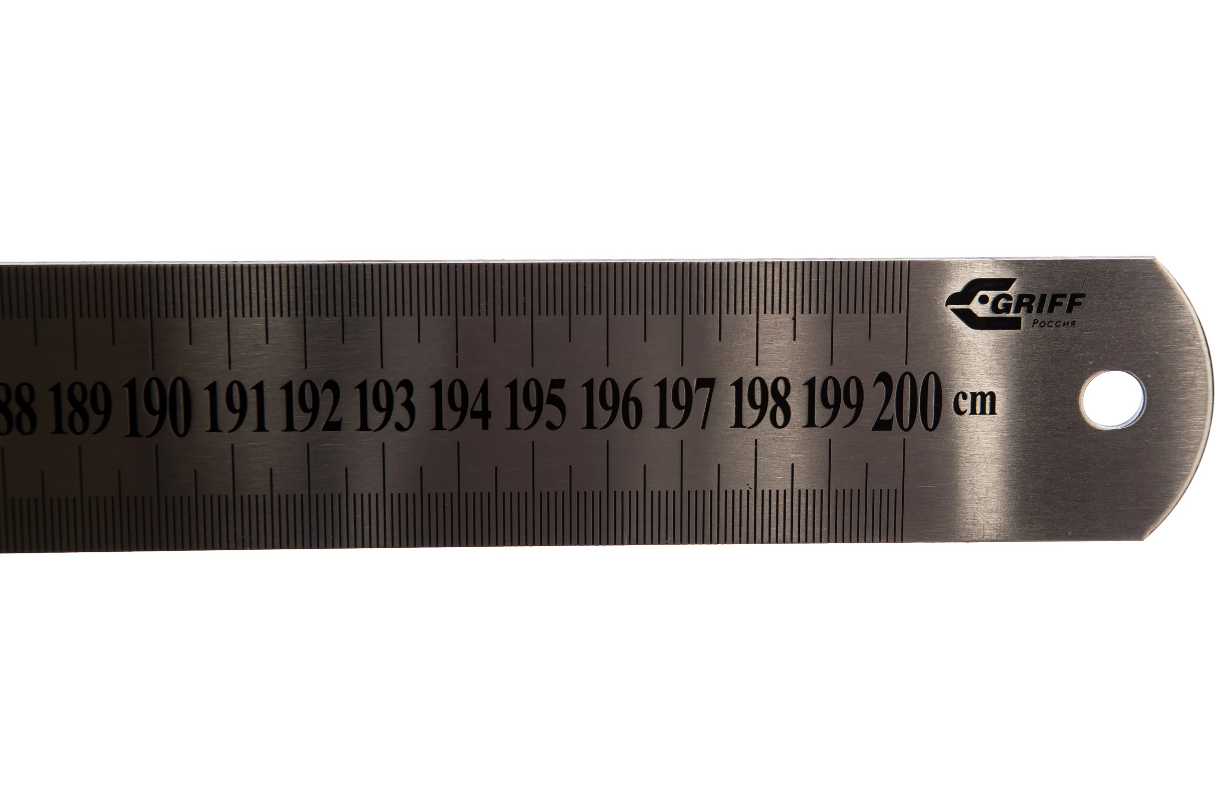 Линейка металлическая с двусторонней шкалой GRIFF, 2000мм D112026