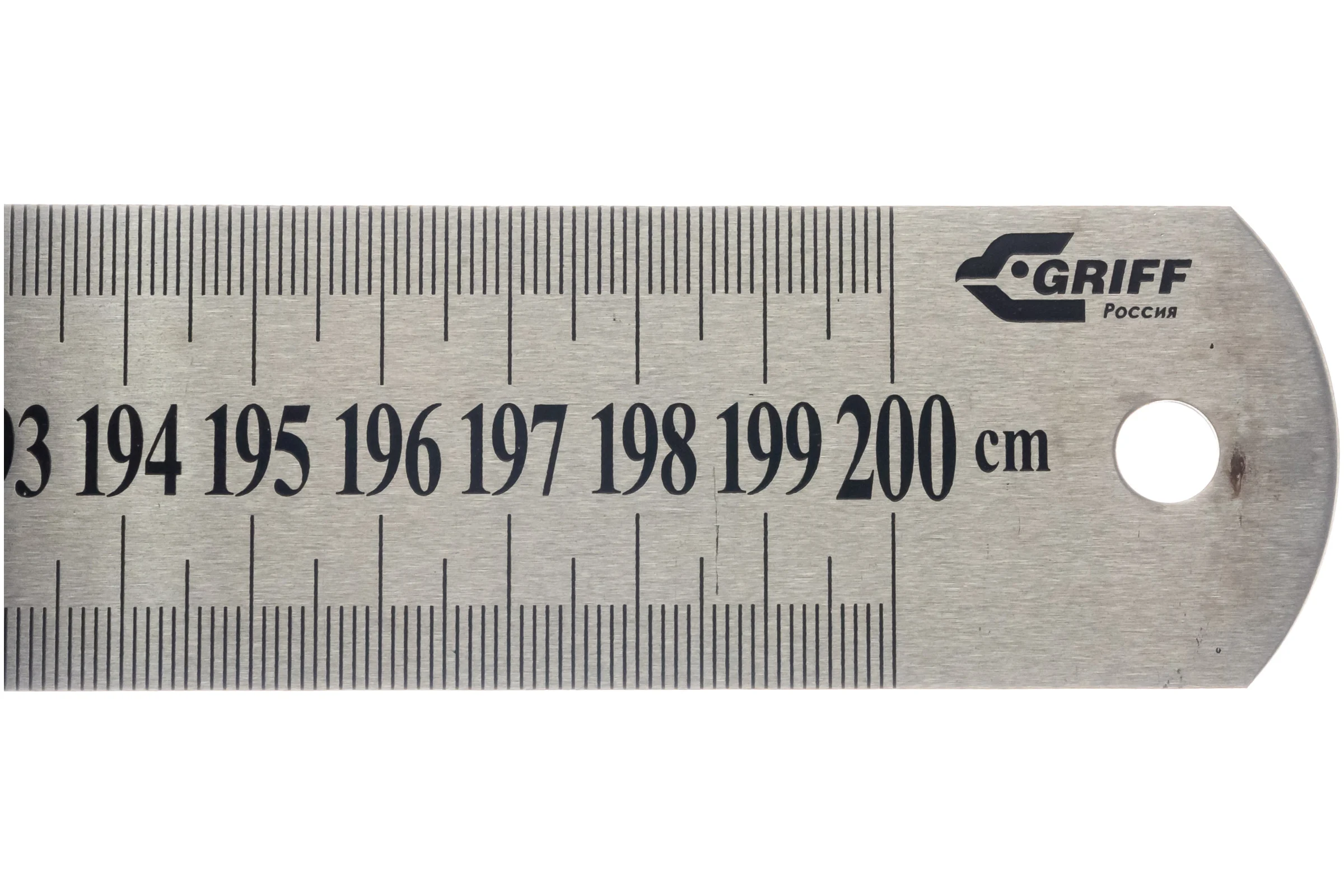 Линейка металлическая с двусторонней шкалой GRIFF, 2000мм D112026