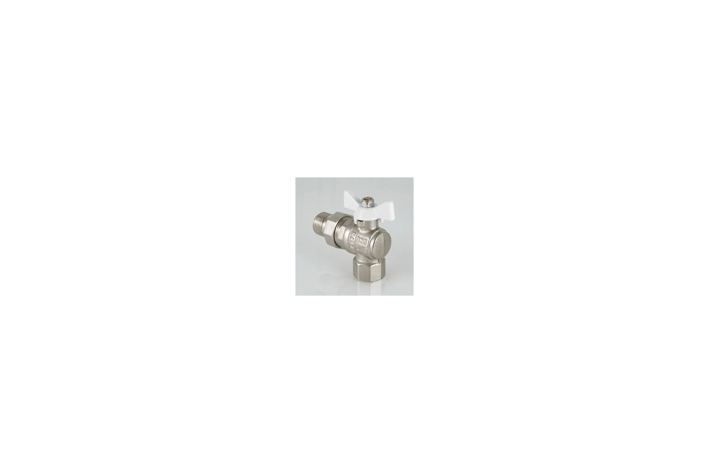 Шаровой угловой кран с полусгоном 1/2 вн.-нар. белая рукоятка Valtec BASE VT.228.NW.04