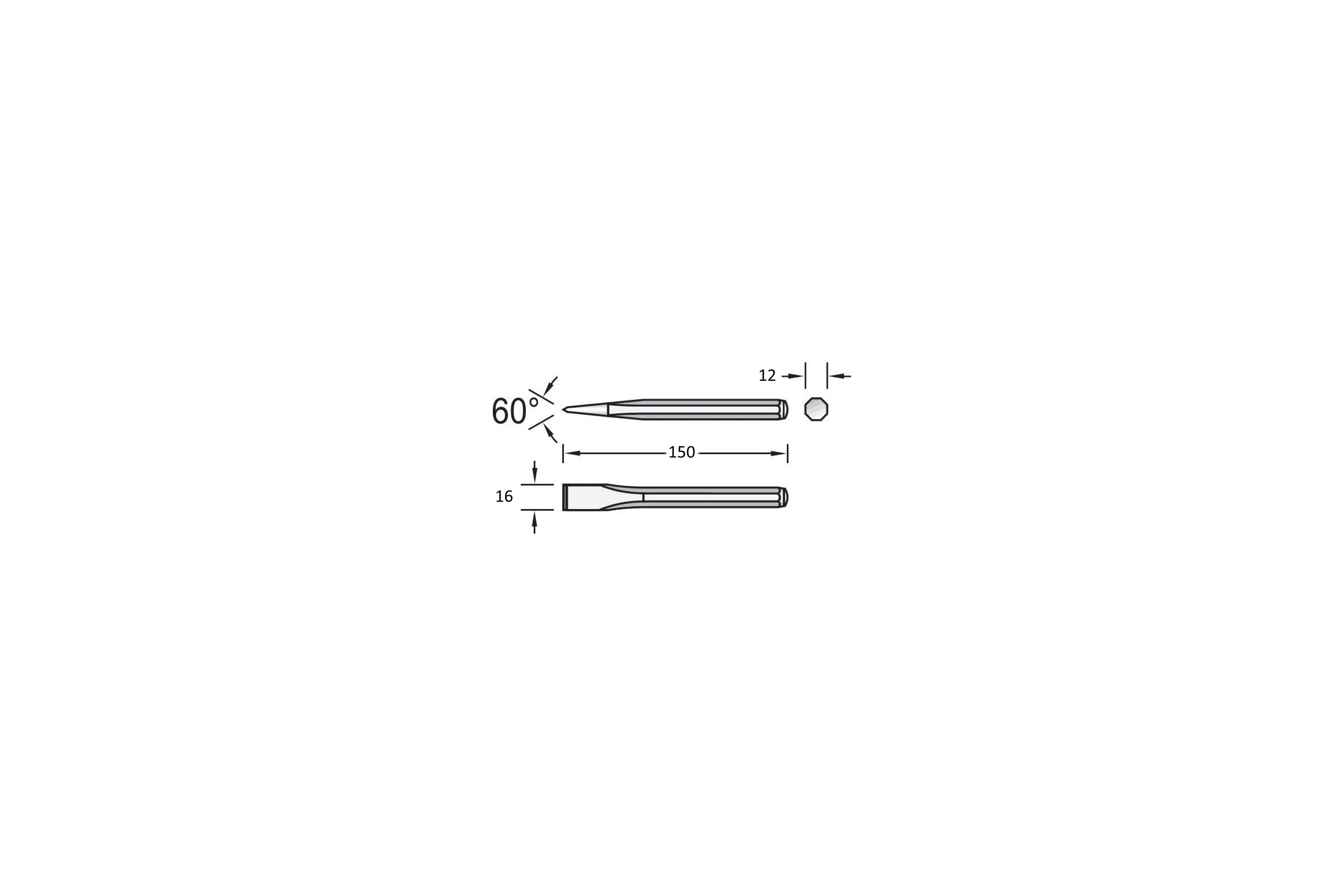 Плоское зубило NORGAU 16x150 мм N97-16X150 075315150
