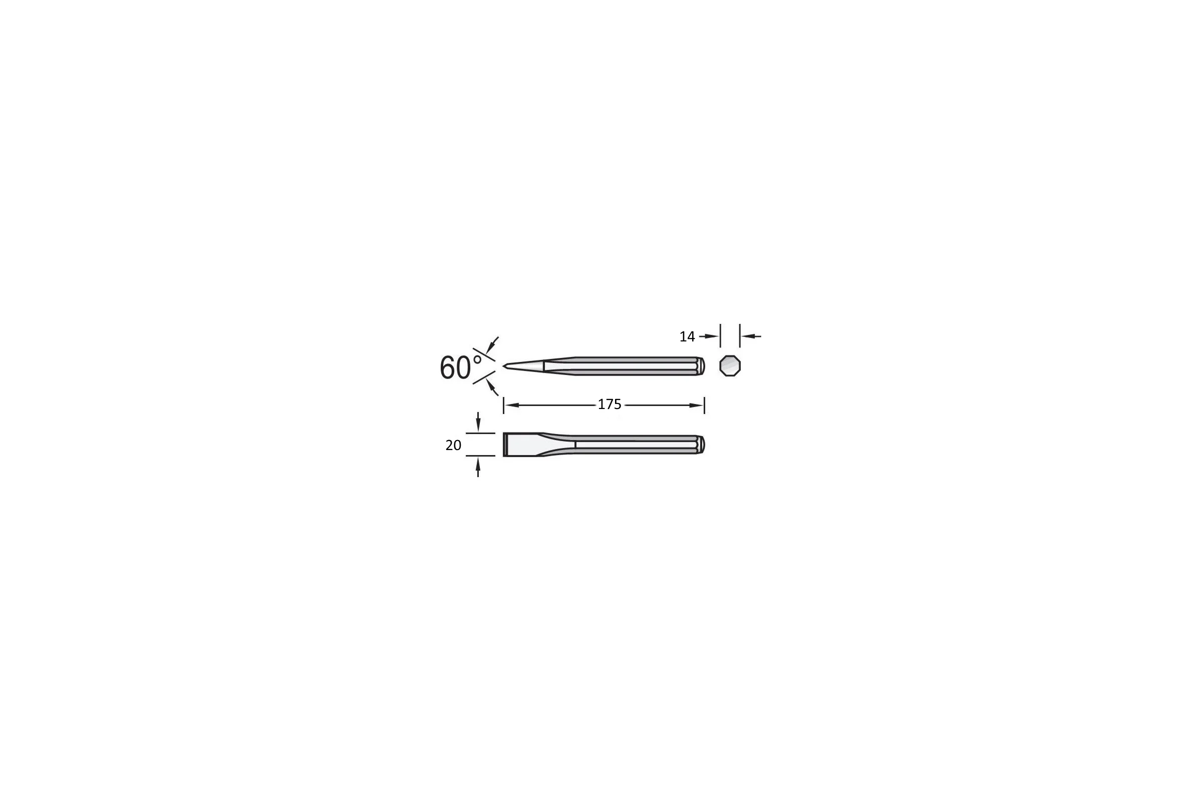 Плоское зубило NORGAU 20x175 мм N97-20X175 075315175