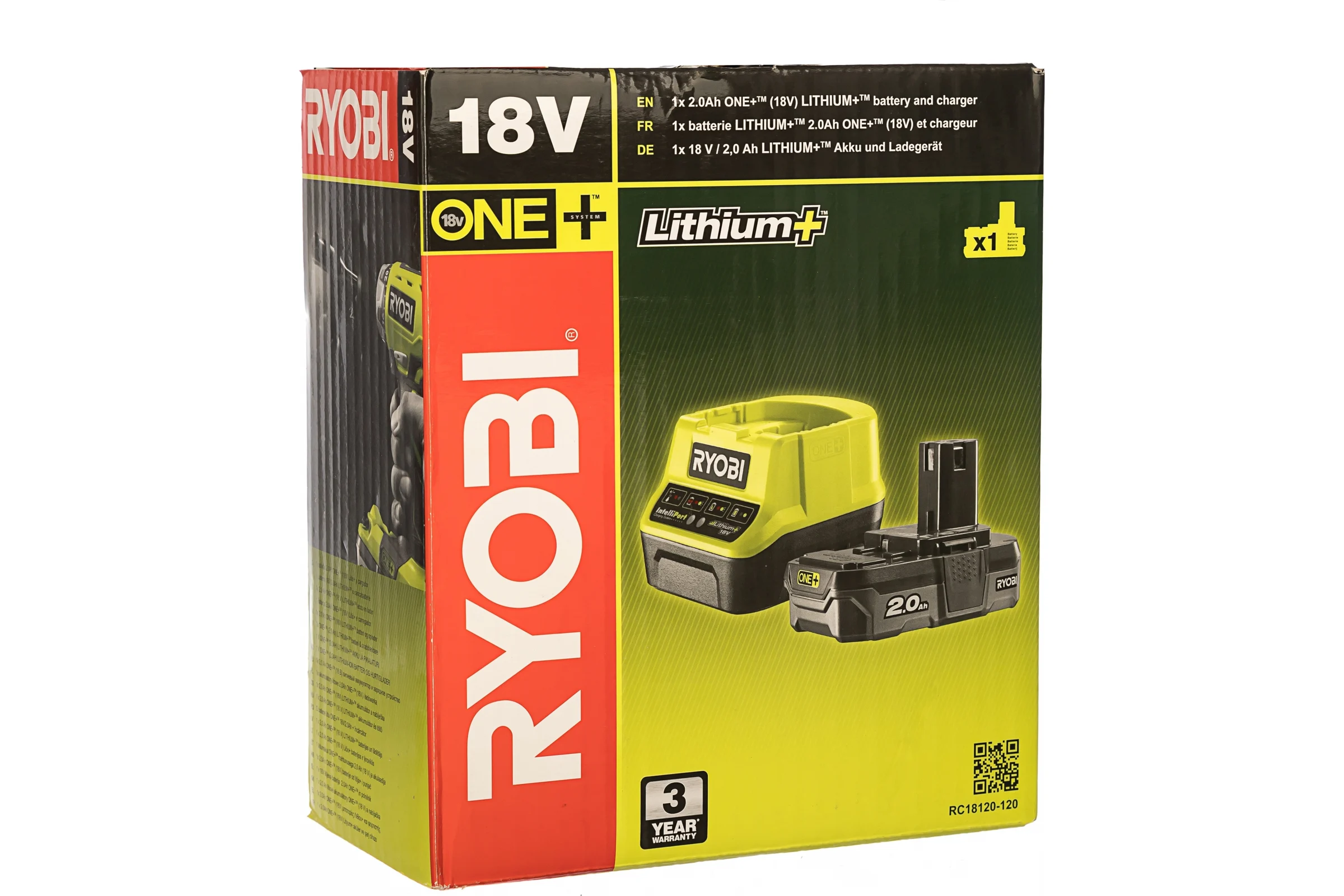 Набор Ryobi ONE+ RC18120-120 5133003368 аккумулятор (18 В; 2.0 А*ч; Li-Ion) и зарядное устройство RC18120