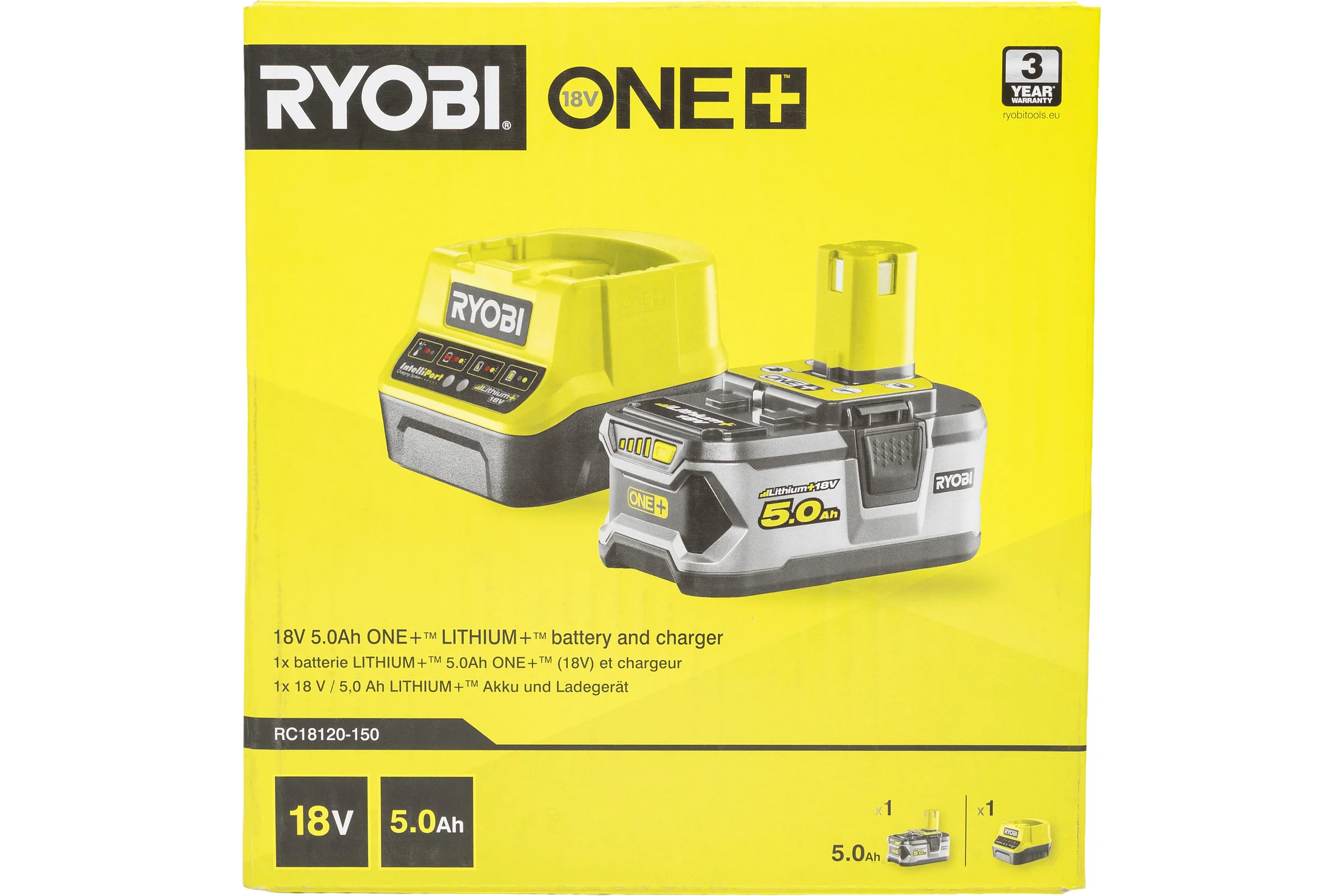 Набор Ryobi ONE+ RC18120-150 5133003366 аккумулятор (18 В; 5.0 А*ч; Li-Ion) и зарядное устройство RC18120