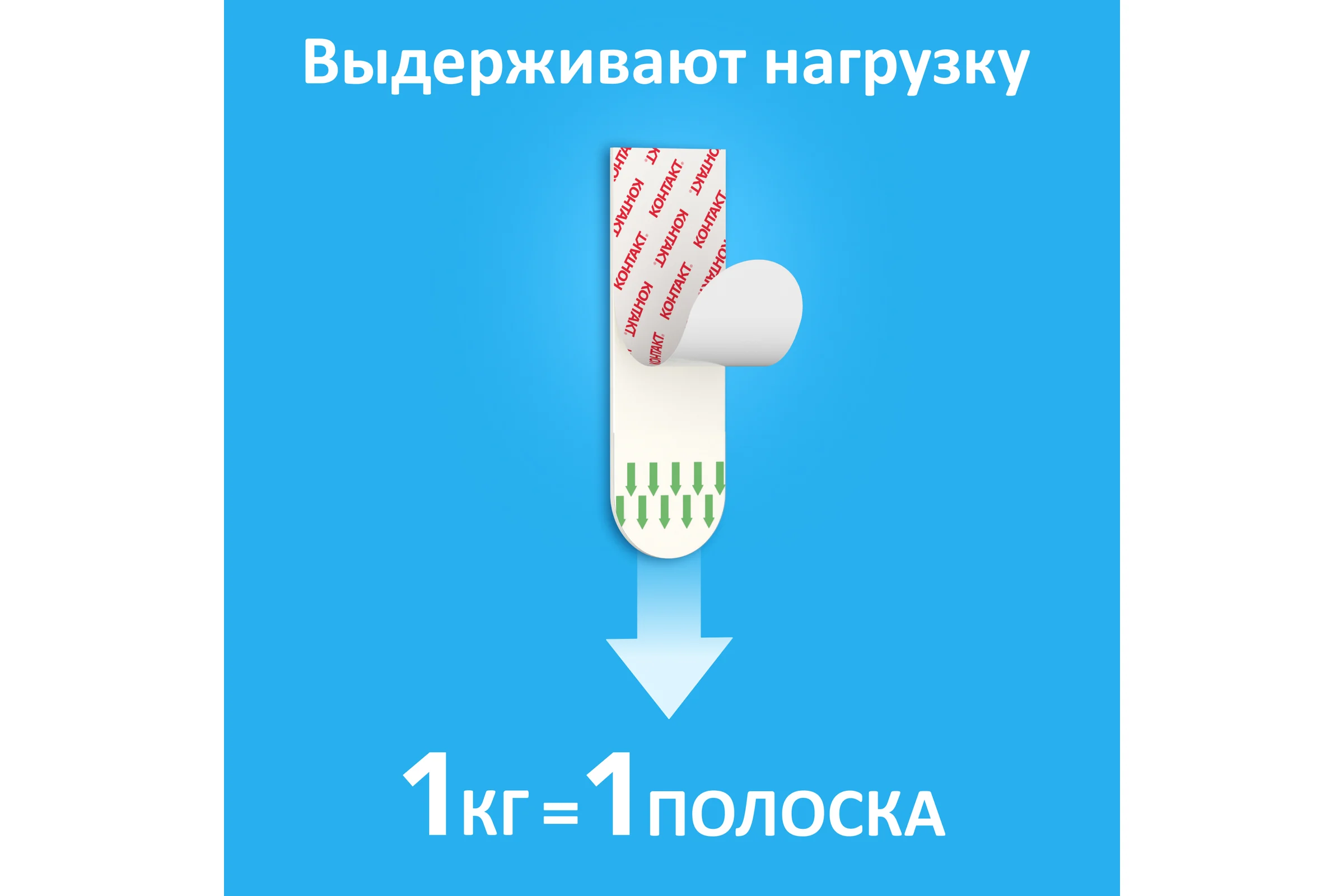 Самоклеящиеся двусторонние полоски Контакт белые, до 1 кг, 9 шт. 23714