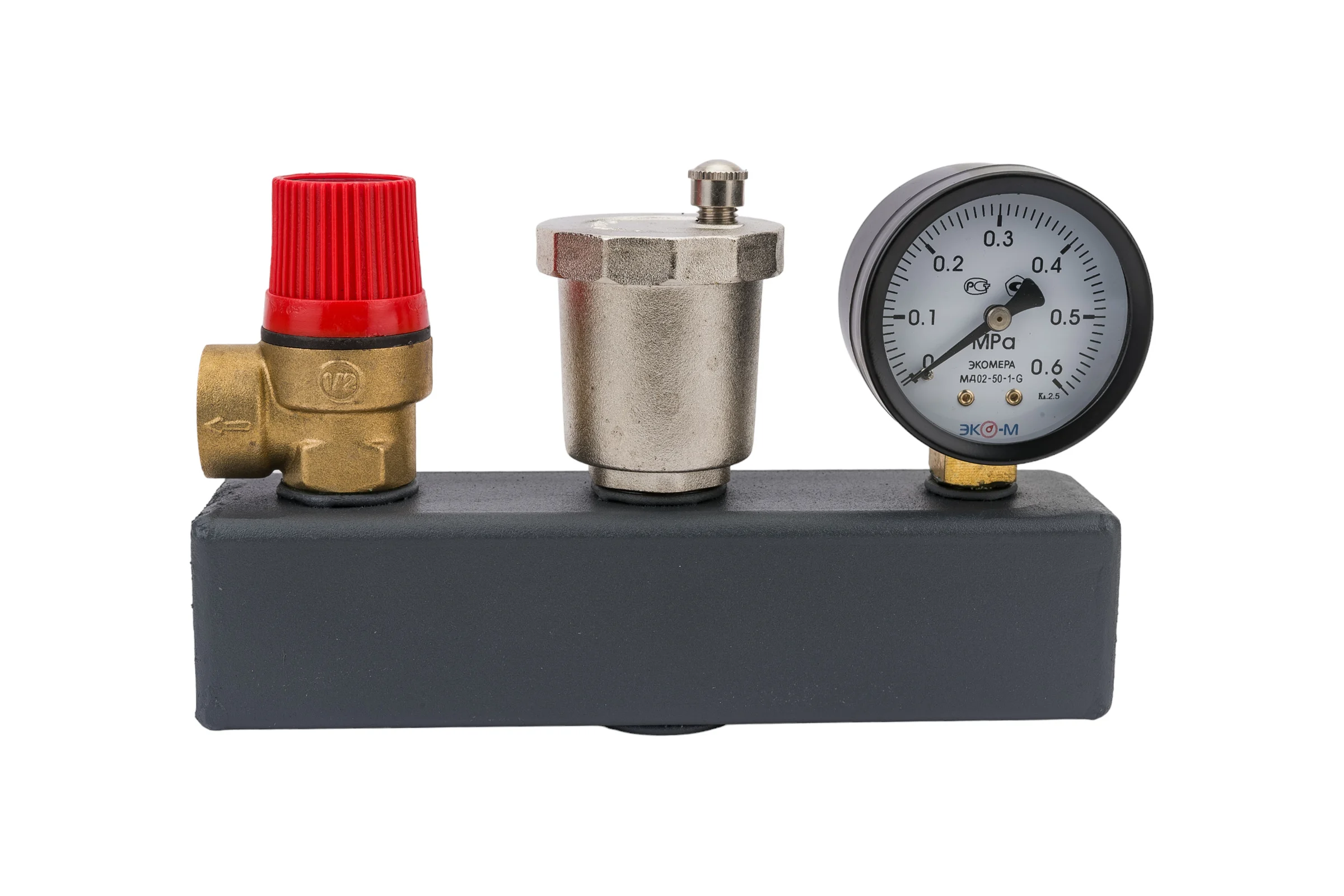 Группа безопасности RISPA STANDART(цвет красный/антик/графит) 3/4" 1.5 бара RTA-0105