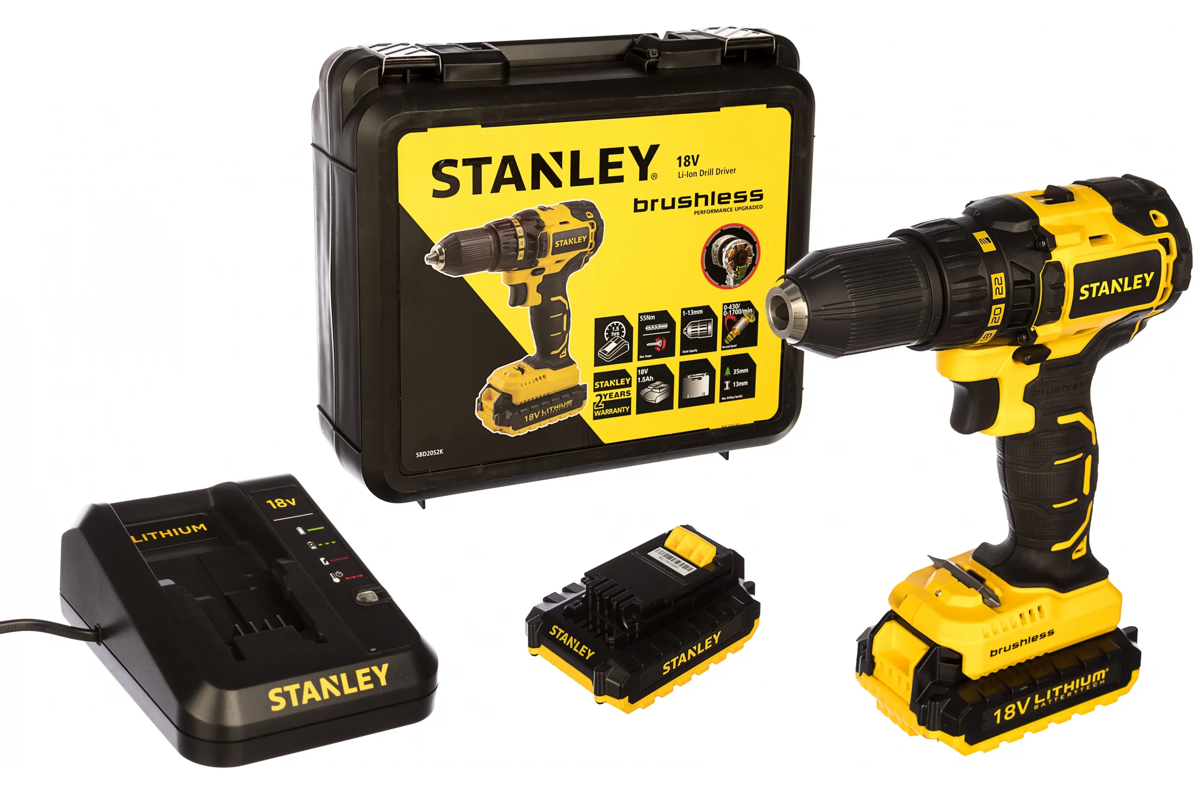Бесщеточная дрель-шуруповерт Stanley SBD20S2K