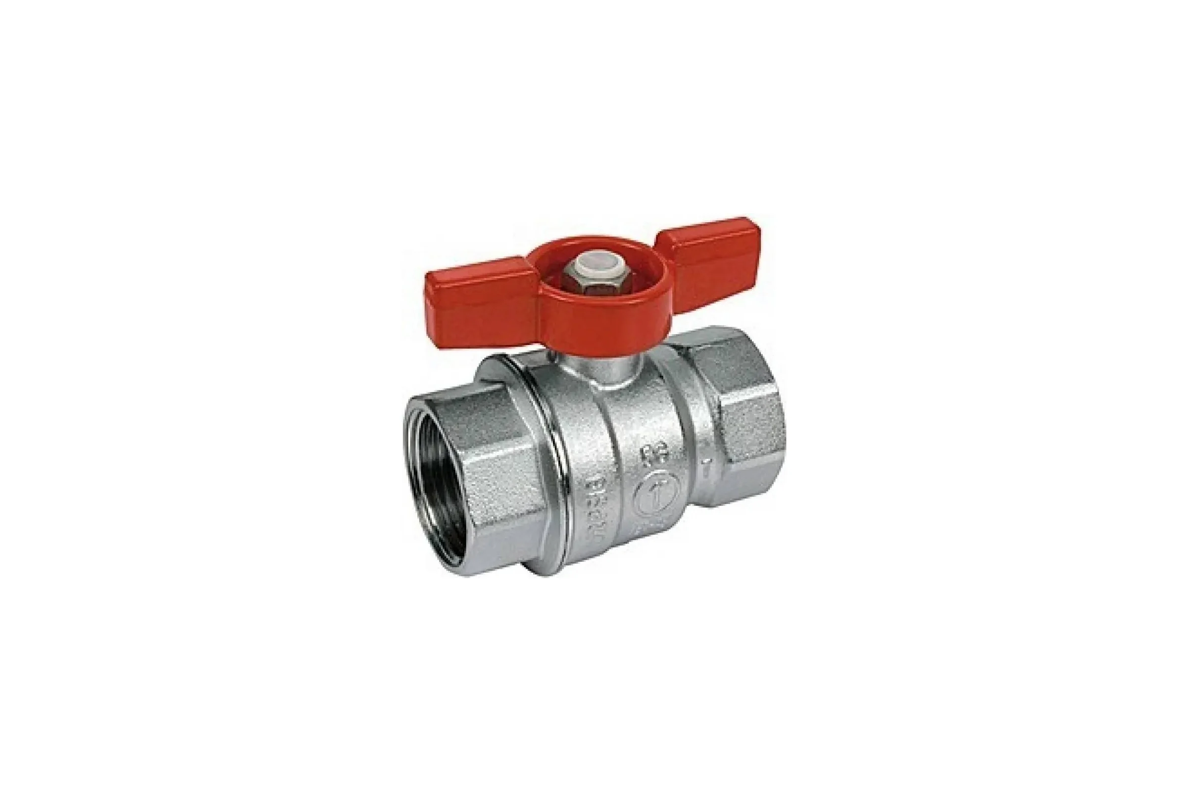 Шаровой кран Giacomini R251D, 1, ВВ, ручка-бабочка красная, хромированный R251X005