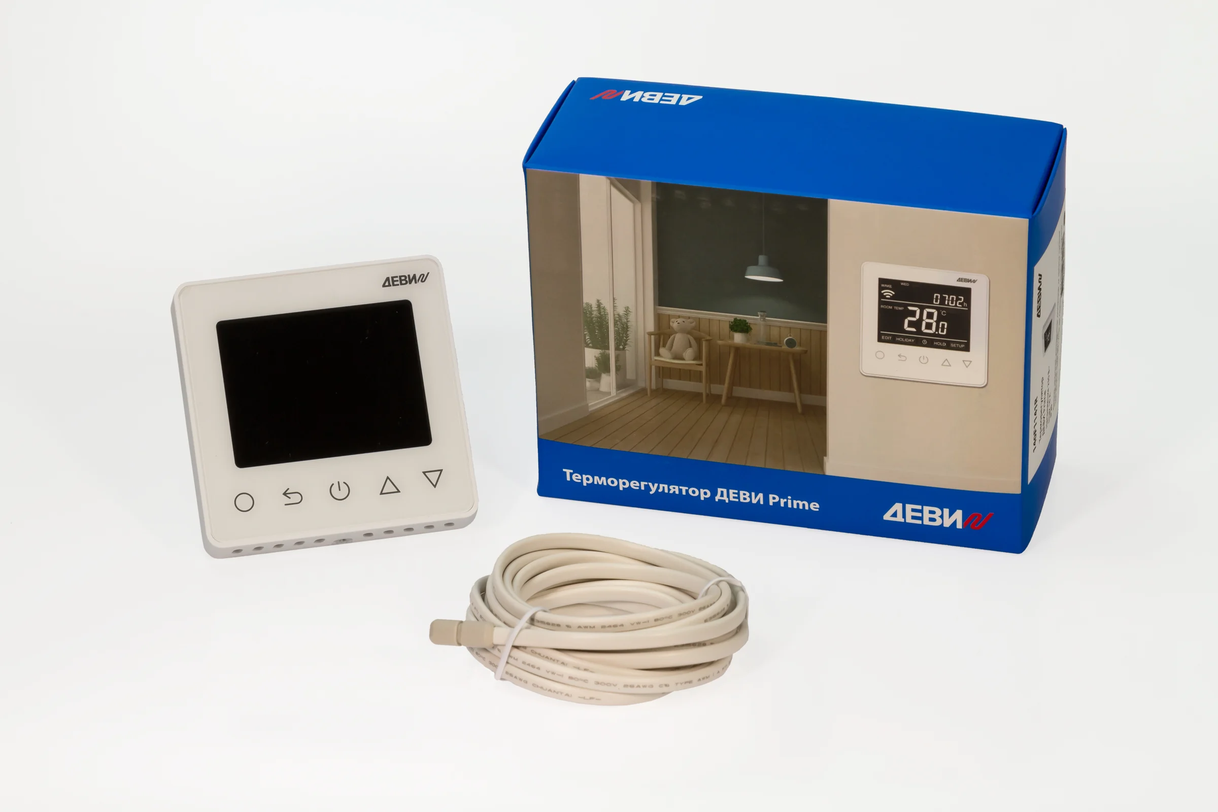 Терморегулятор ДЕВИ Prime c Wi-Fi, с комбинацией датчиков, белый, 16А 140F1141R