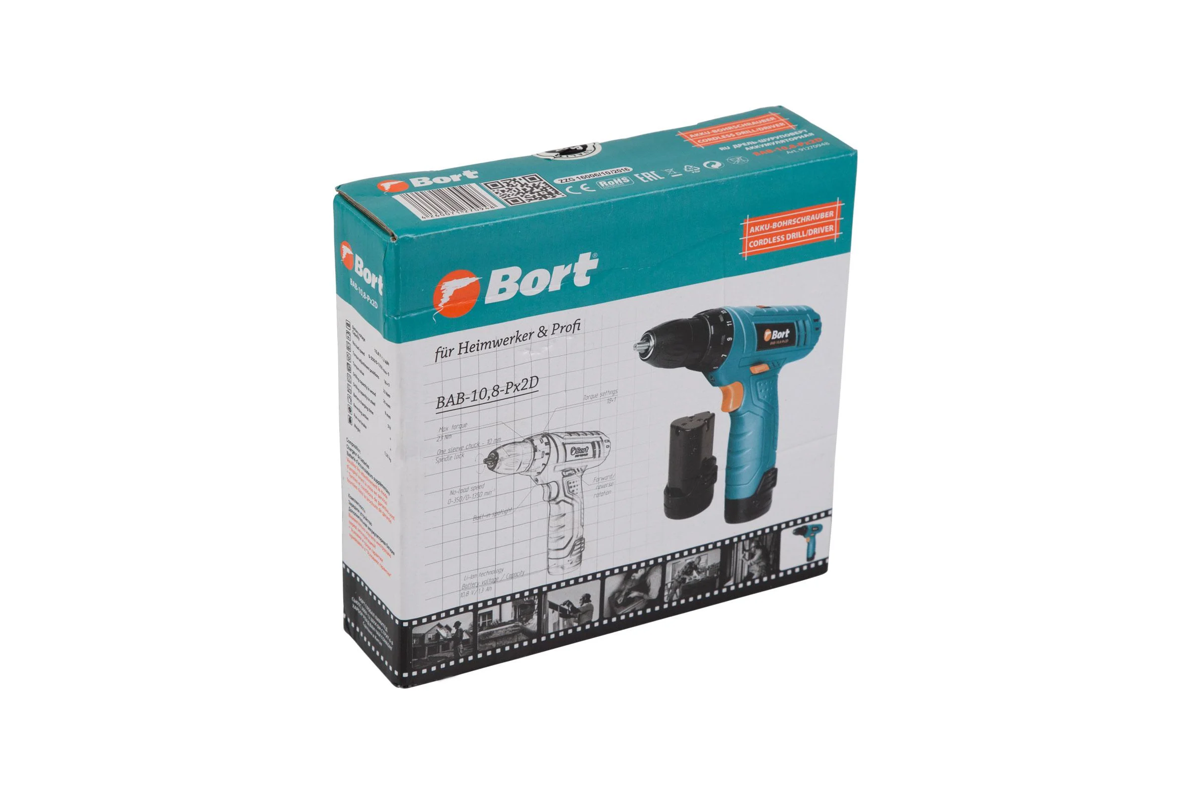 Аккумуляторная дрель-шуруповерт Bort BAB-10,8-Px2D 91270948