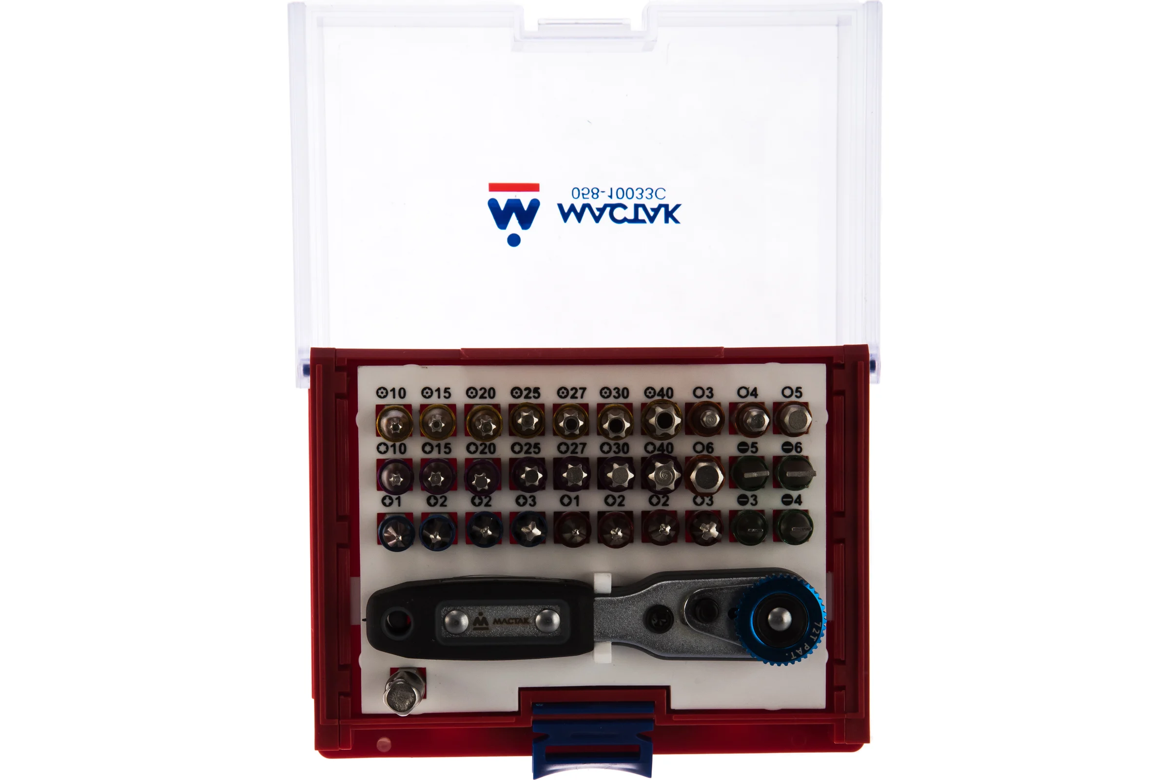 Набор вставок бит 1/4, TORX, HEX, PZ, PH, SLOT, 33 предмета МАСТАК 058-10033C