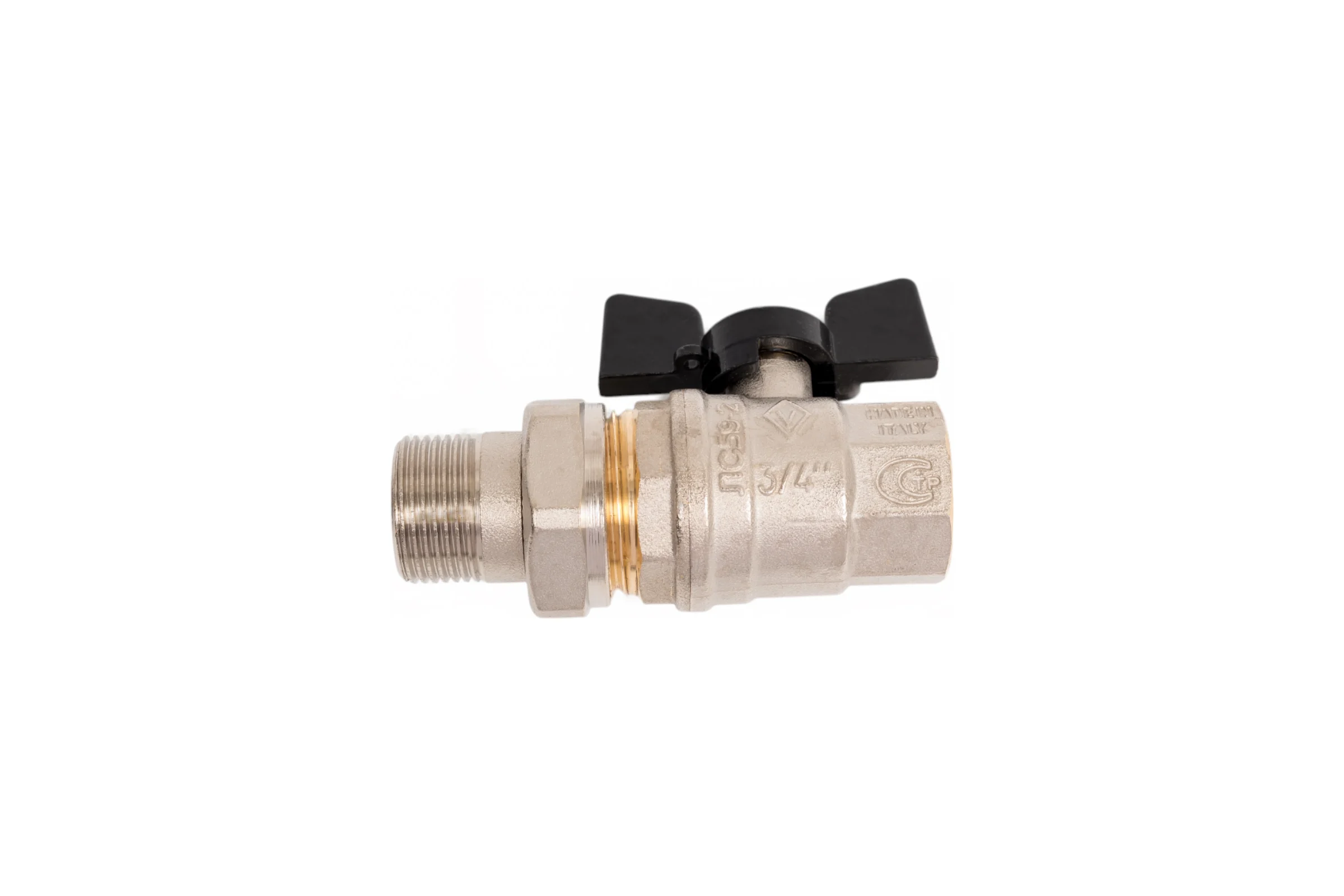 Кран Американка Н/В Ду-20 /3/4" Бабочка черная Bugatti OREGON 03220075 03220032