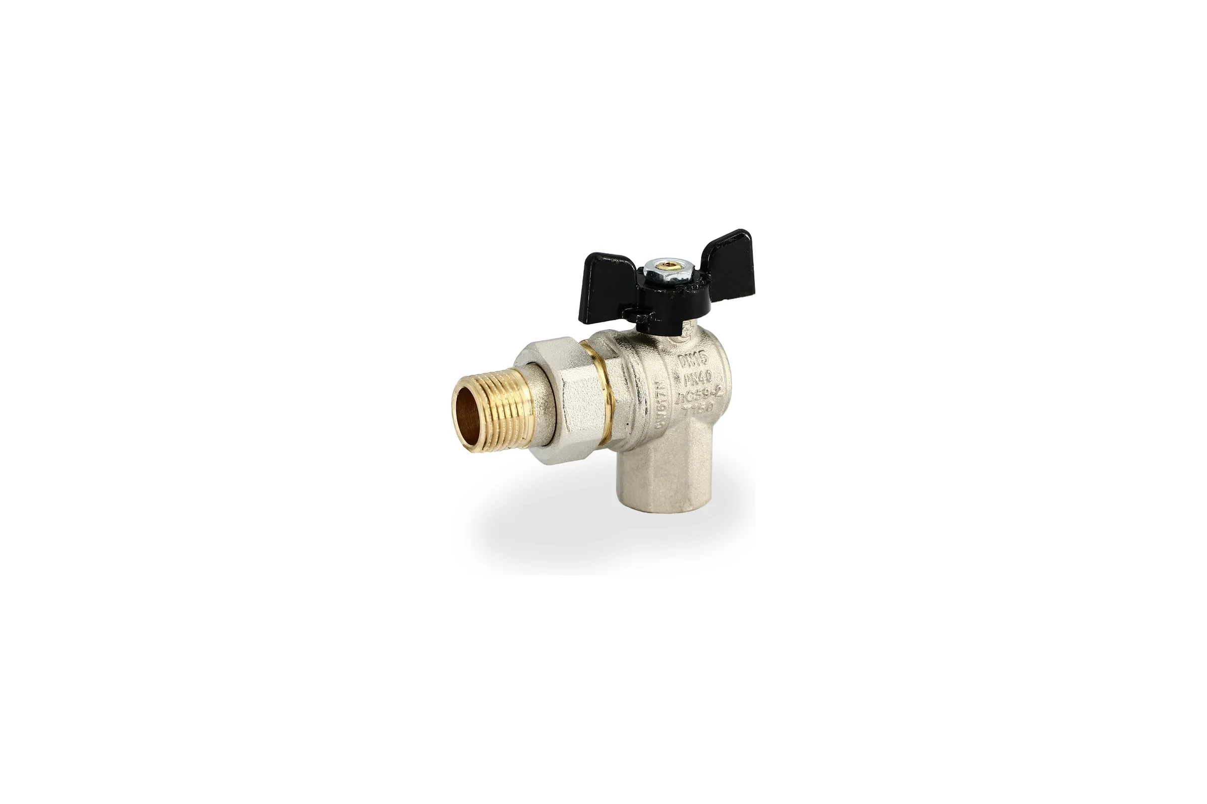 Угловой кран Американка Н/В Ду-15 /1/2" Бабочка черная Bugatti OREGON 05940001