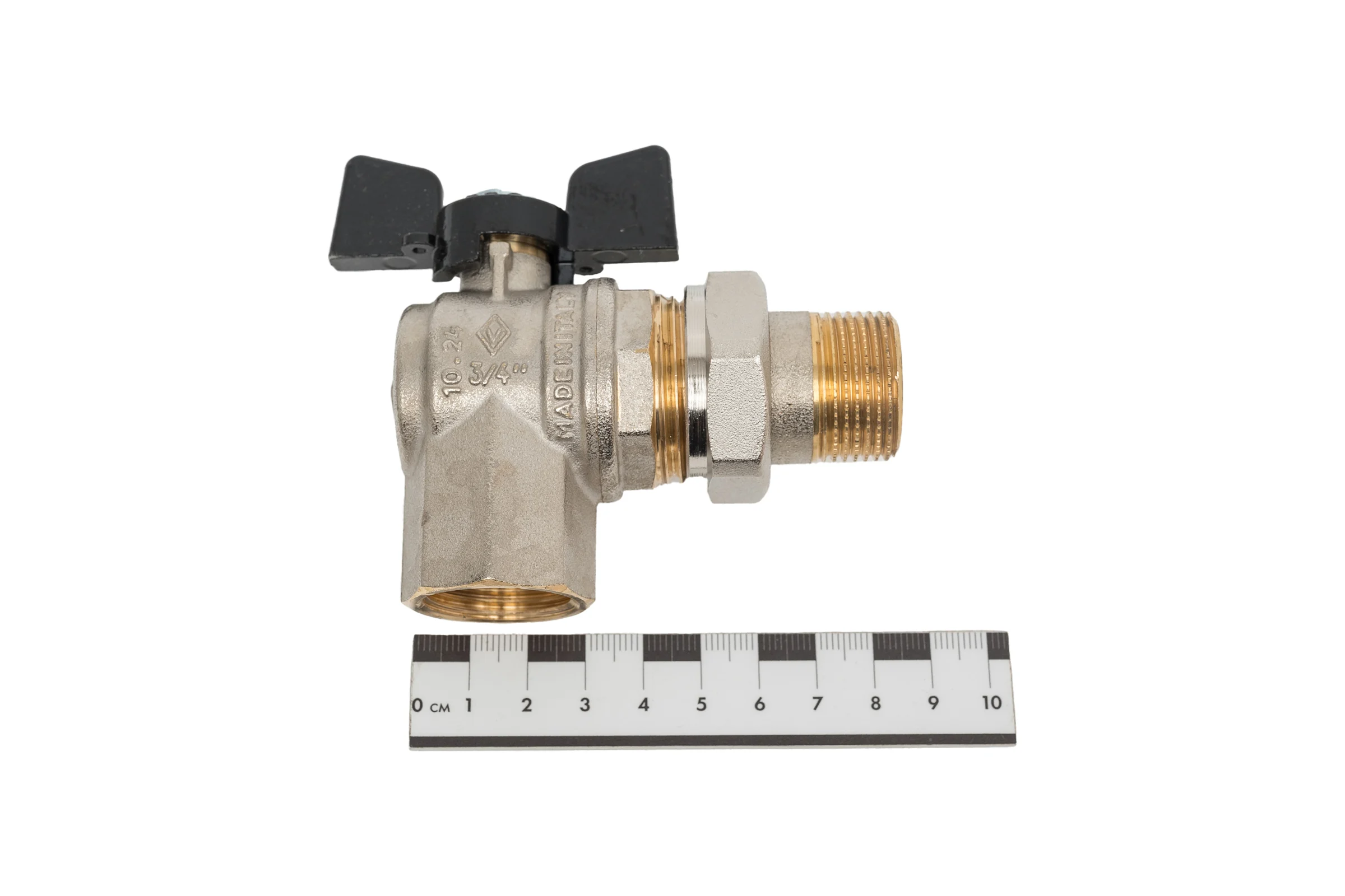 Угловой кран Американка Н/В Ду-20 /3/4" Бабочка черная Bugatti OREGON 05940005