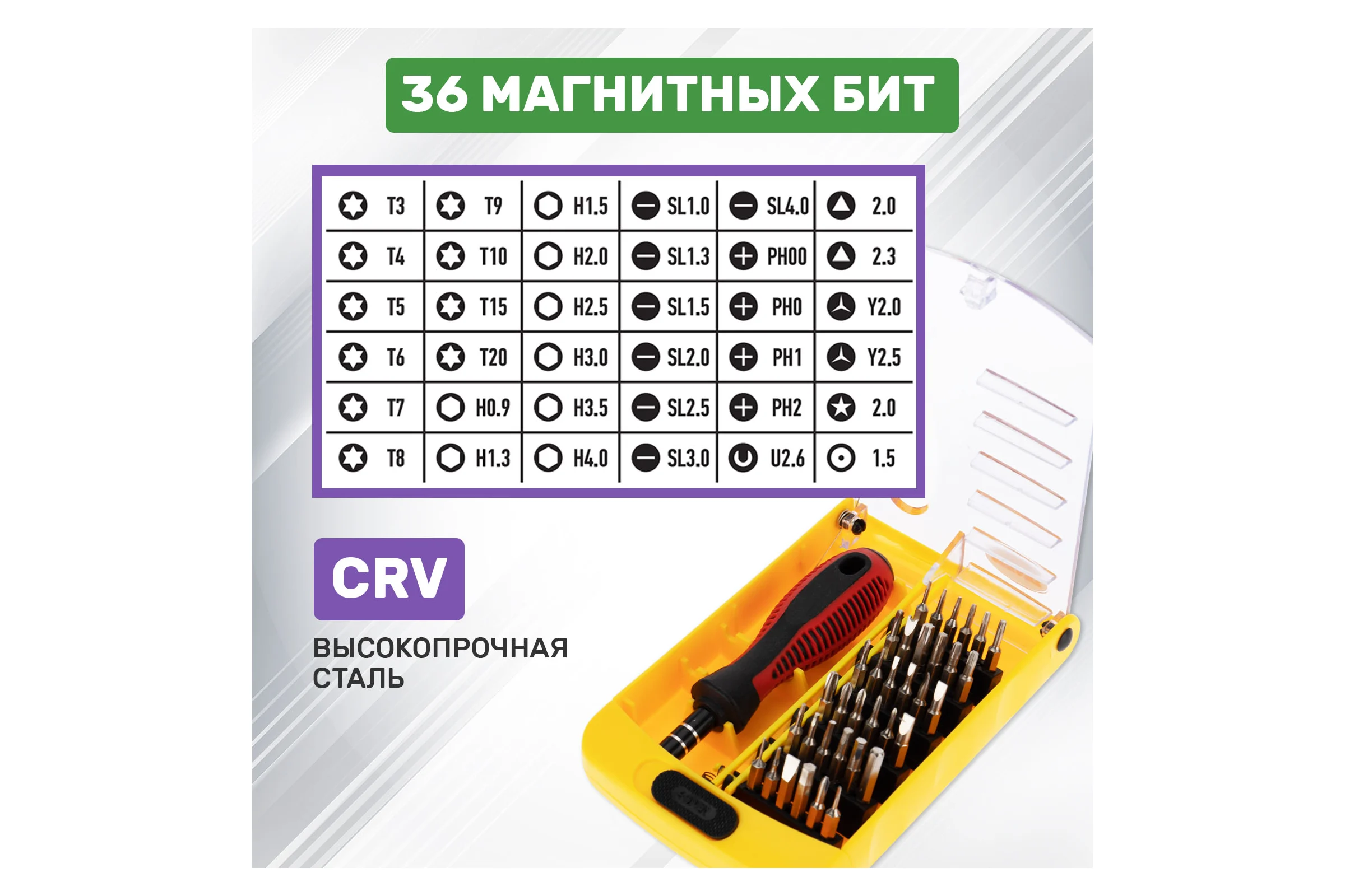 Наборная отвертка для точечных работ REXANT 37 предметов 12-4702