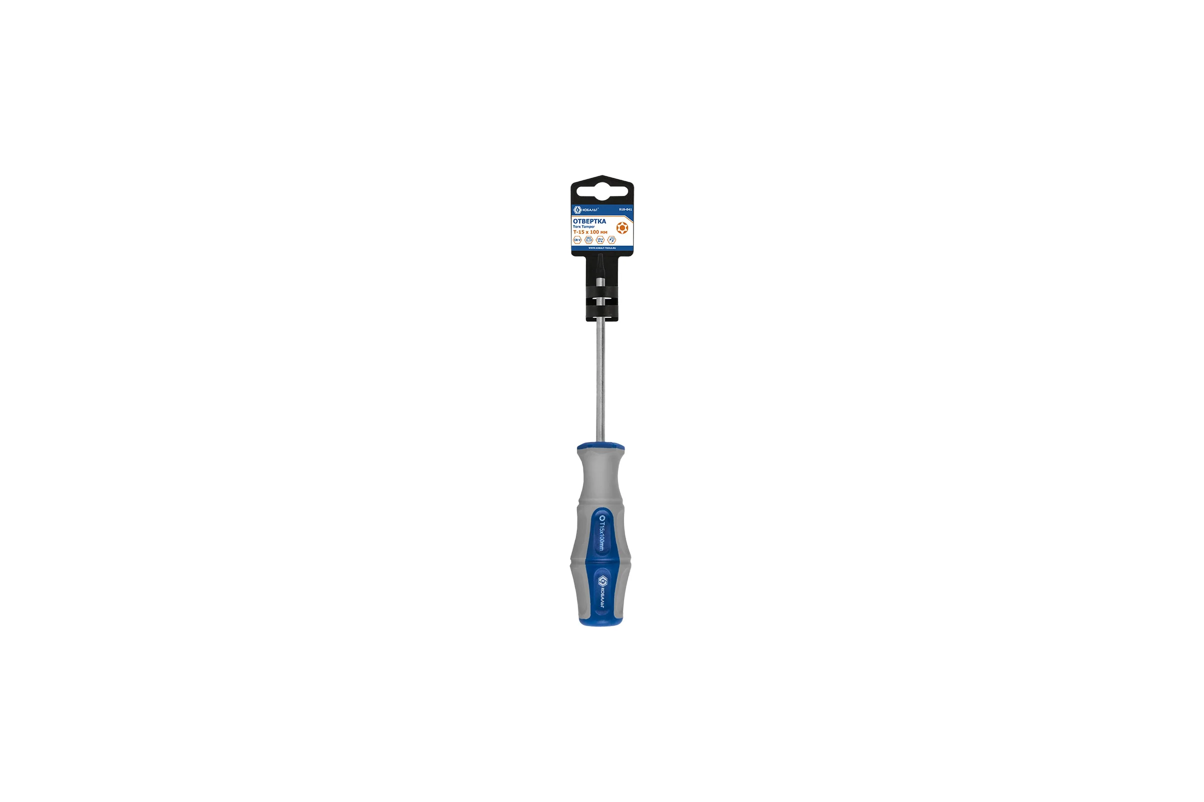 Отвертка с подвесом Torx Tamper-15х100 мм КОБАЛЬТ Ultra Grip CR-V 910-041