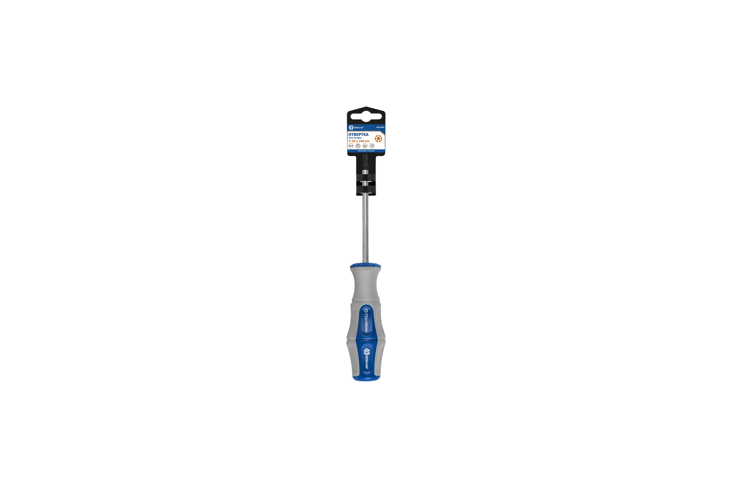 Отвертка с подвесом Torx Tamper-25х100 мм КОБАЛЬТ Ultra Grip CR-V 910-065