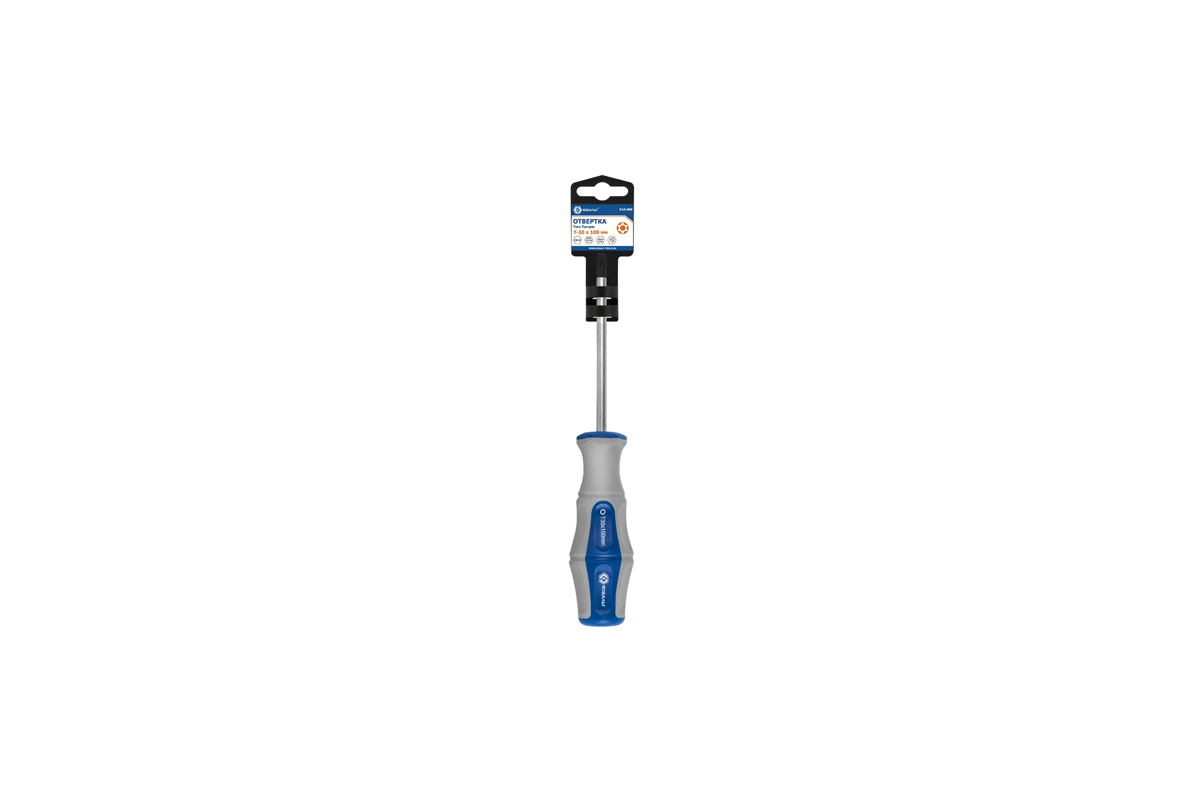 Отвертка с подвесом Torx Tamper-30х100 мм КОБАЛЬТ Ultra Grip CR-V 910-089