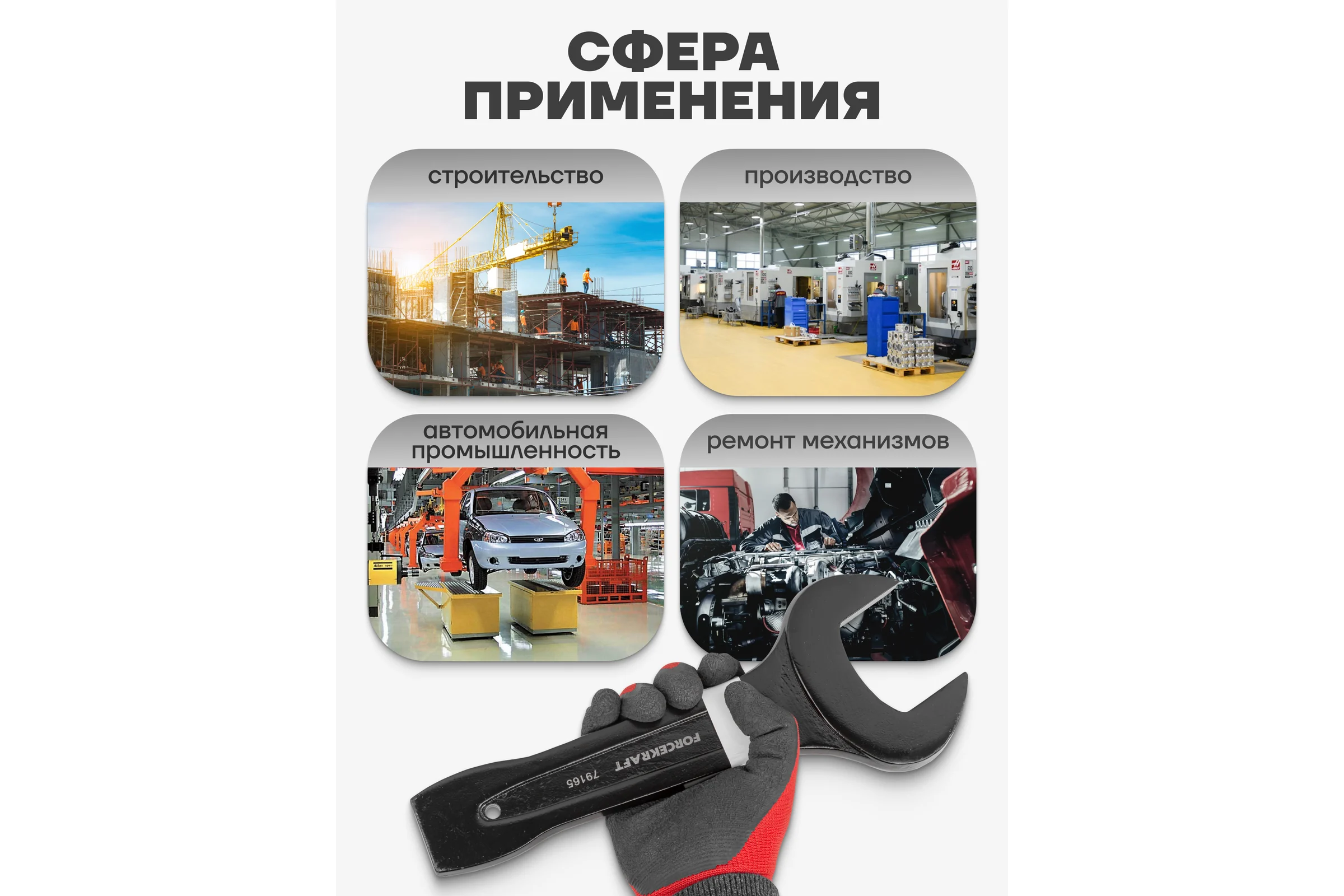 Рожковый ключ Forcekraft ударный односторонний 65мм FK-79165(26876)