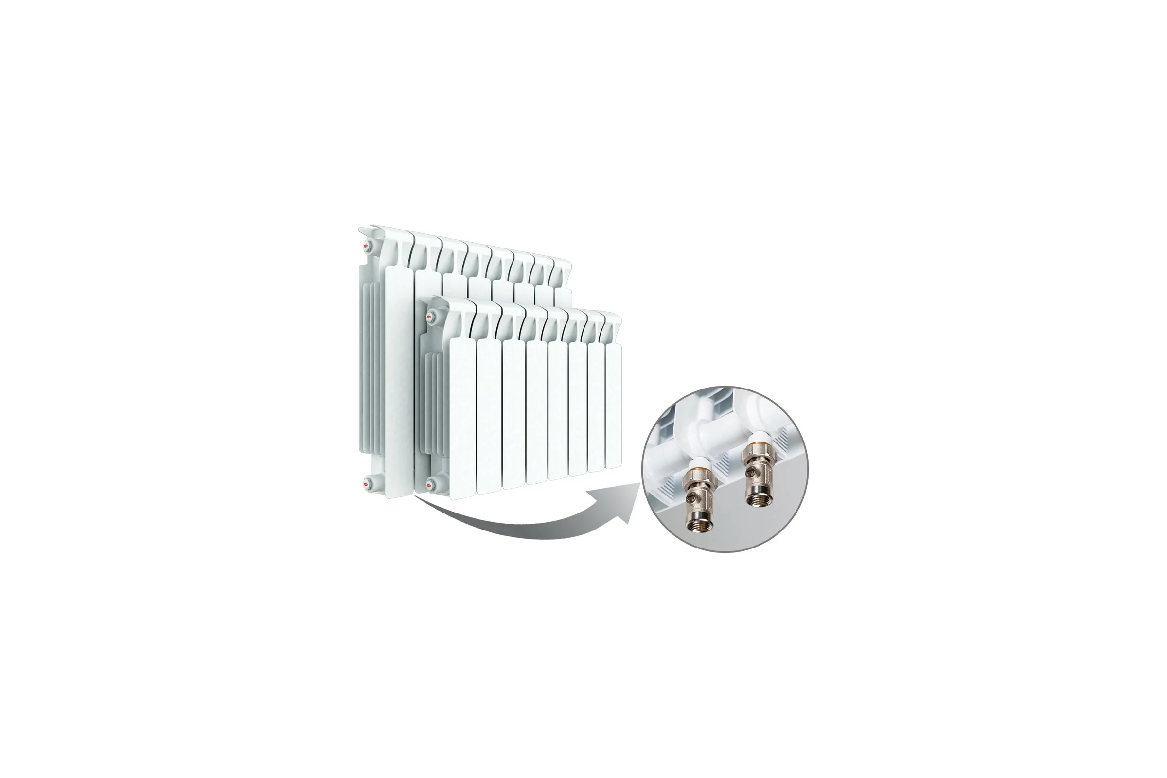 Биметаллический радиатор RIFAR MONOLIT Ventil 500 14 секц. нижн. лев. R-MN-500-14-VL