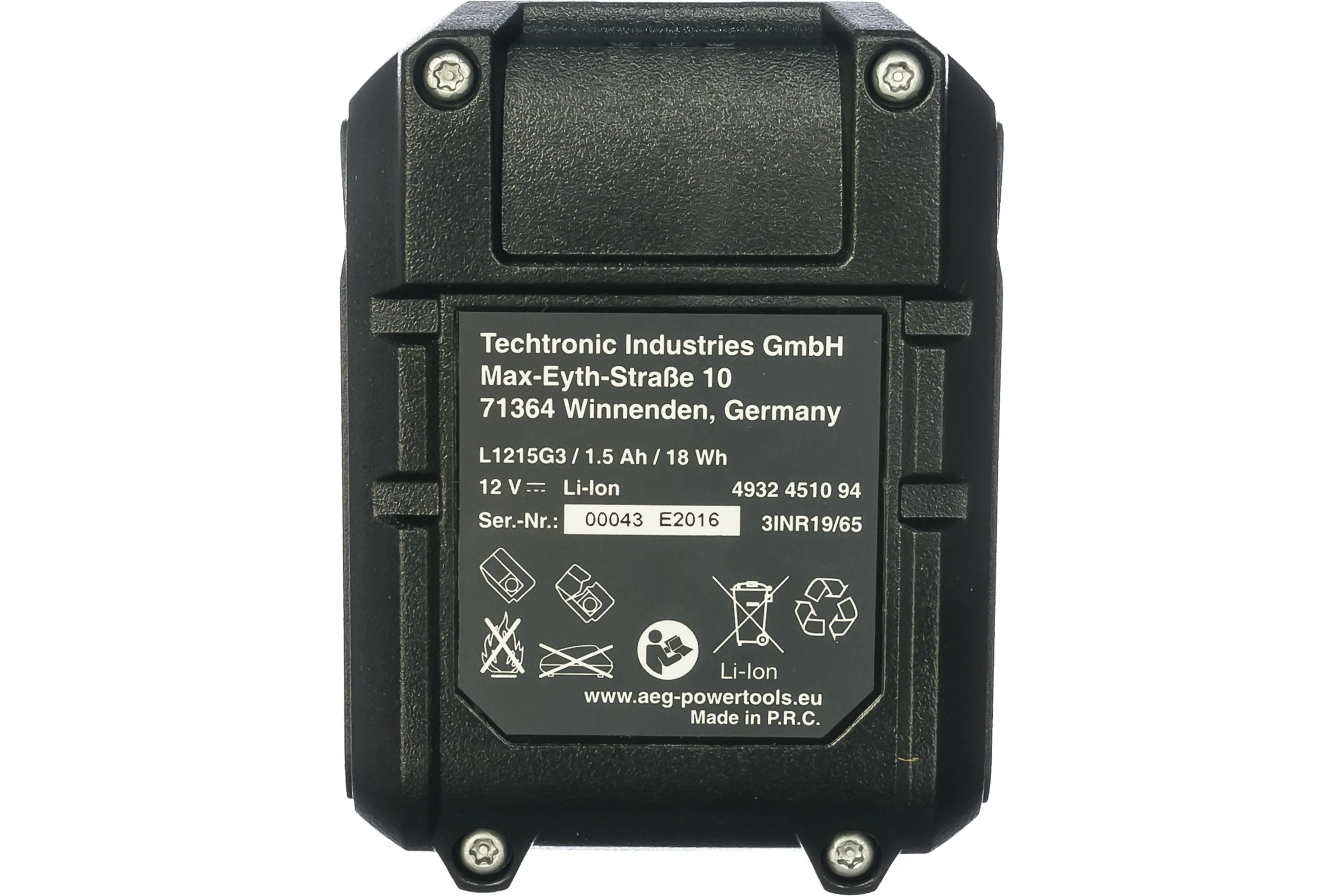 Аккумулятор L1215G3 (12 В; 1.5 А*ч; Li-Ion) AEG 4932451094