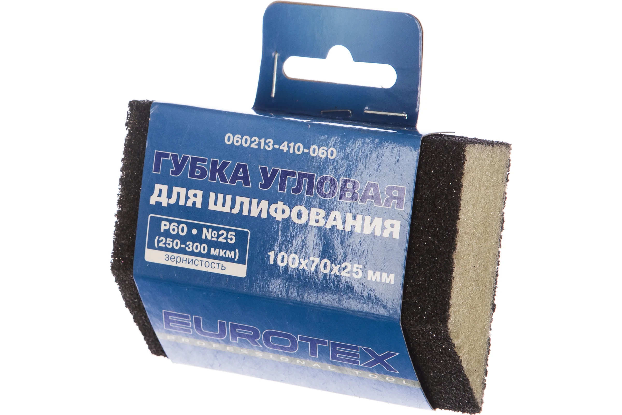 Губка угловая для шлифования средняя жесткость №25 (100x70x25 мм; Р60) EUROTEX 060213-410-060