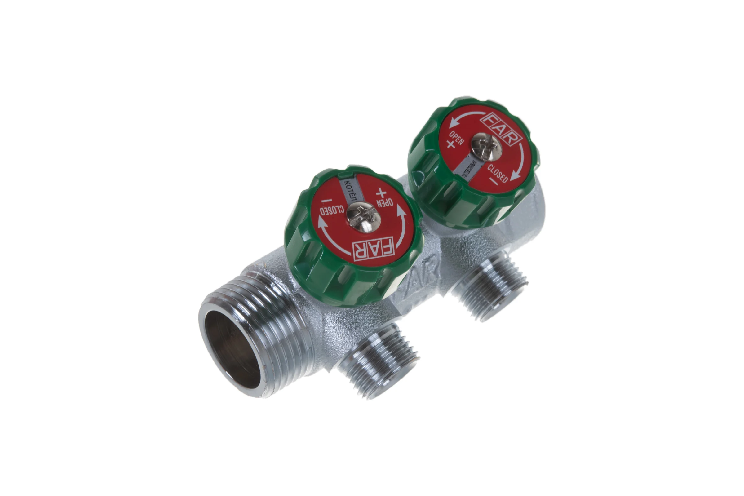 Регулирующий коллектор FAR 1" ВР-НР с 2 отв. 1/2" НР межосев. 45 мм FK 3821 112