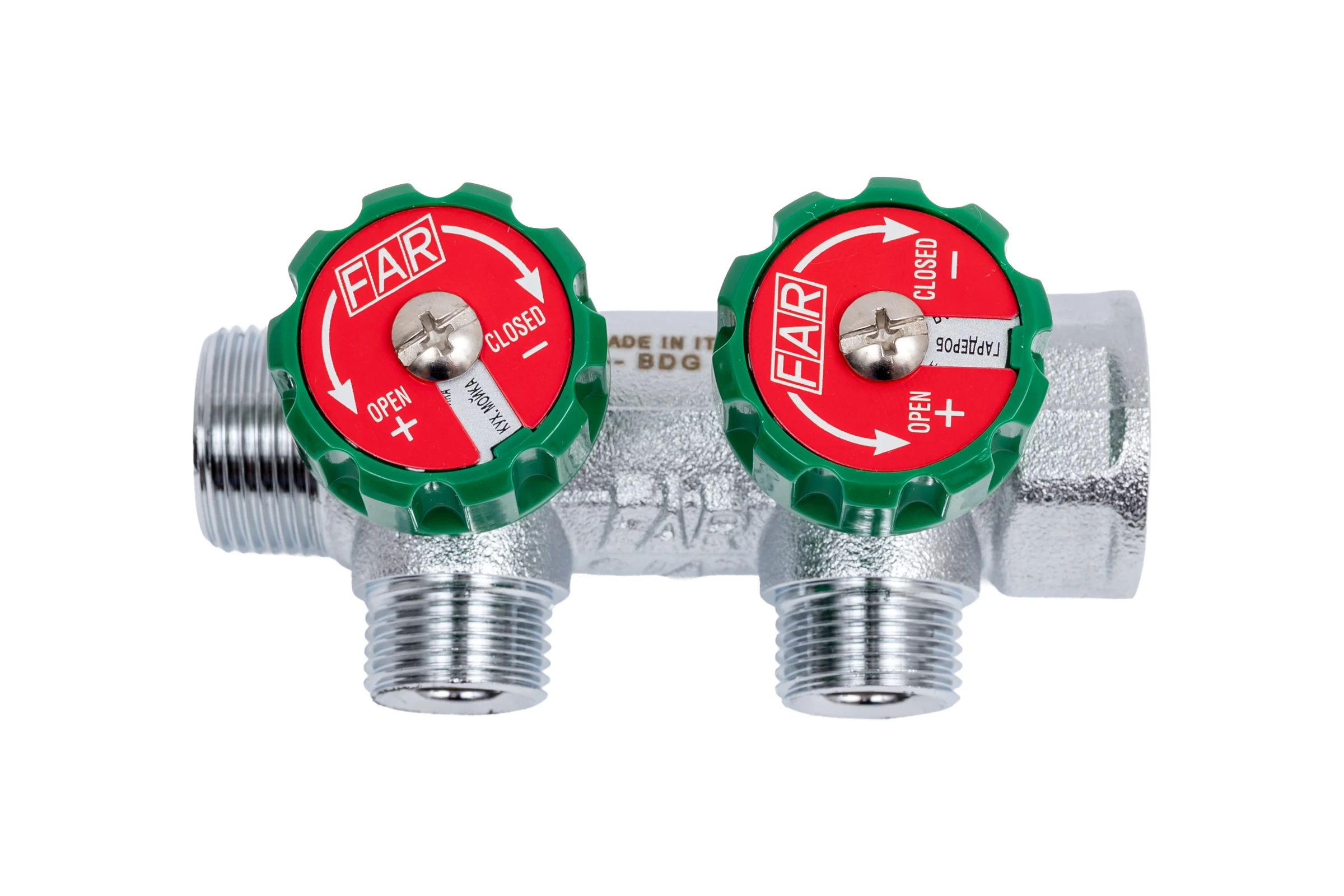 Регулирующий коллектор FAR 3/4" ВР-НР с 2 отв. 1/2" НР межосев. 45 мм FK 3821 3412