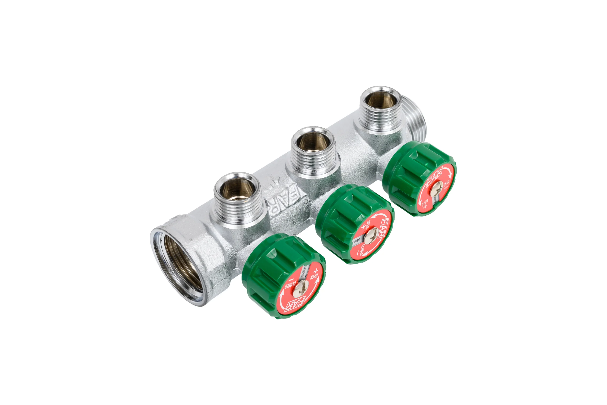 Регулирующий коллектор FAR 1" ВР-НР с 3 отв. 1/2" НР межосев. 45 мм FK 3822 112