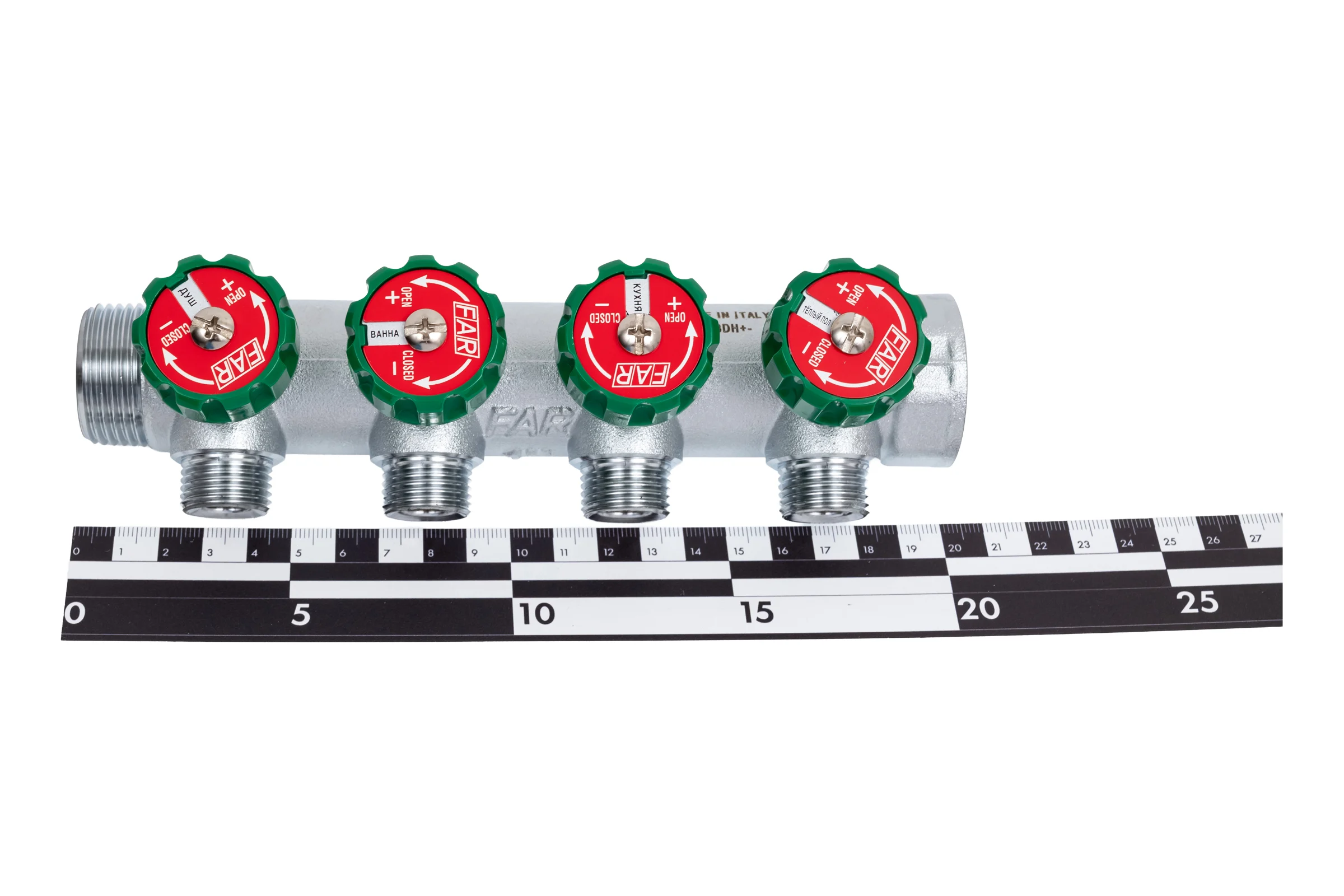 Регулирующий коллектор FAR 1" ВР-НР с 4 отв. 1/2" НР межосев. 45 мм FK 3824 112
