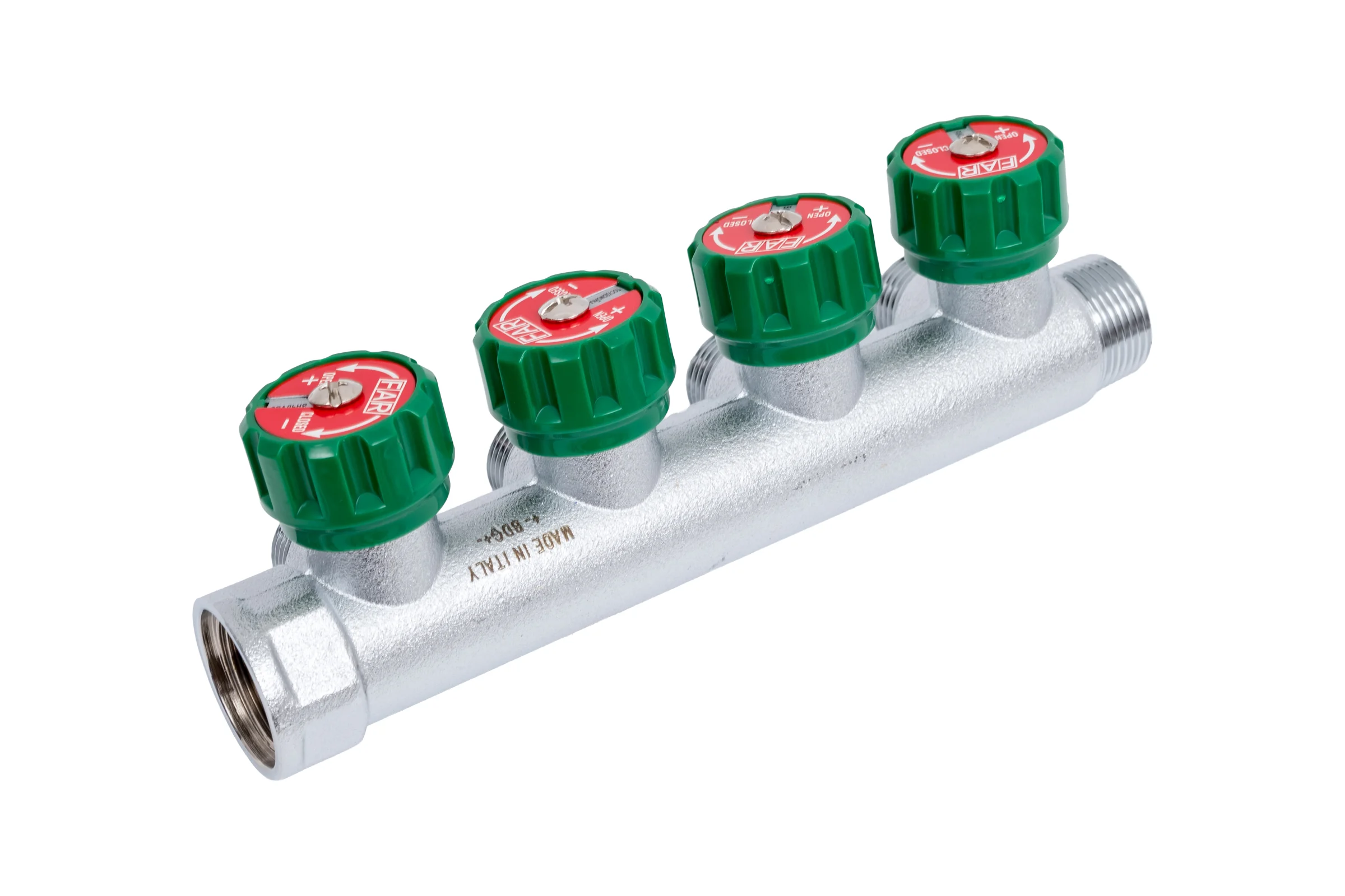 Регулирующий коллектор FAR 3/4" ВР-НР с 4 отв. 1/2" НР межосев. 45 мм FK 3824 3412