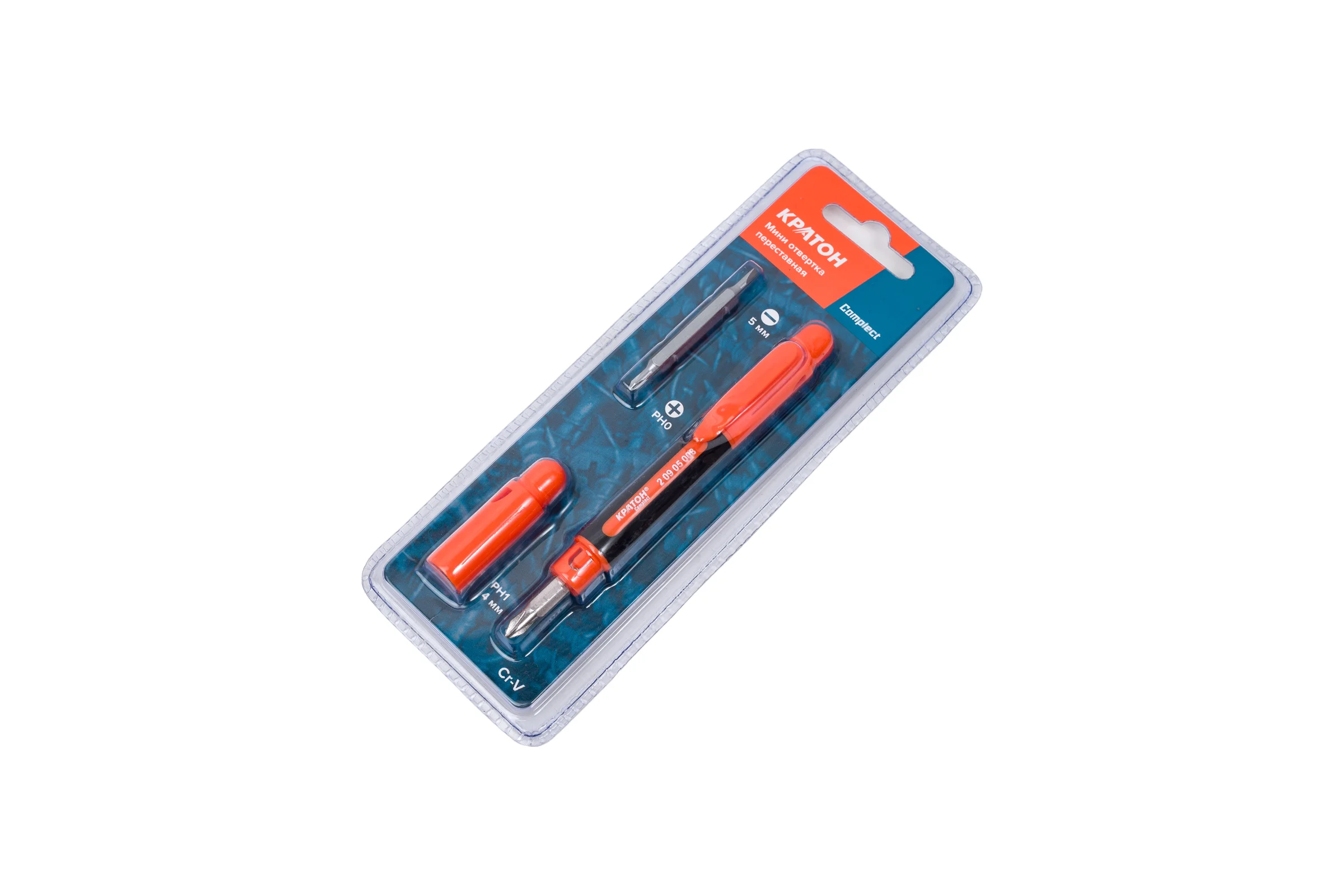Переставная миниотвертка Complect 2 х 2 в 1 (PH0/SL3/PH1 /SL5, 70 мм) Кратон 2 09 05 008