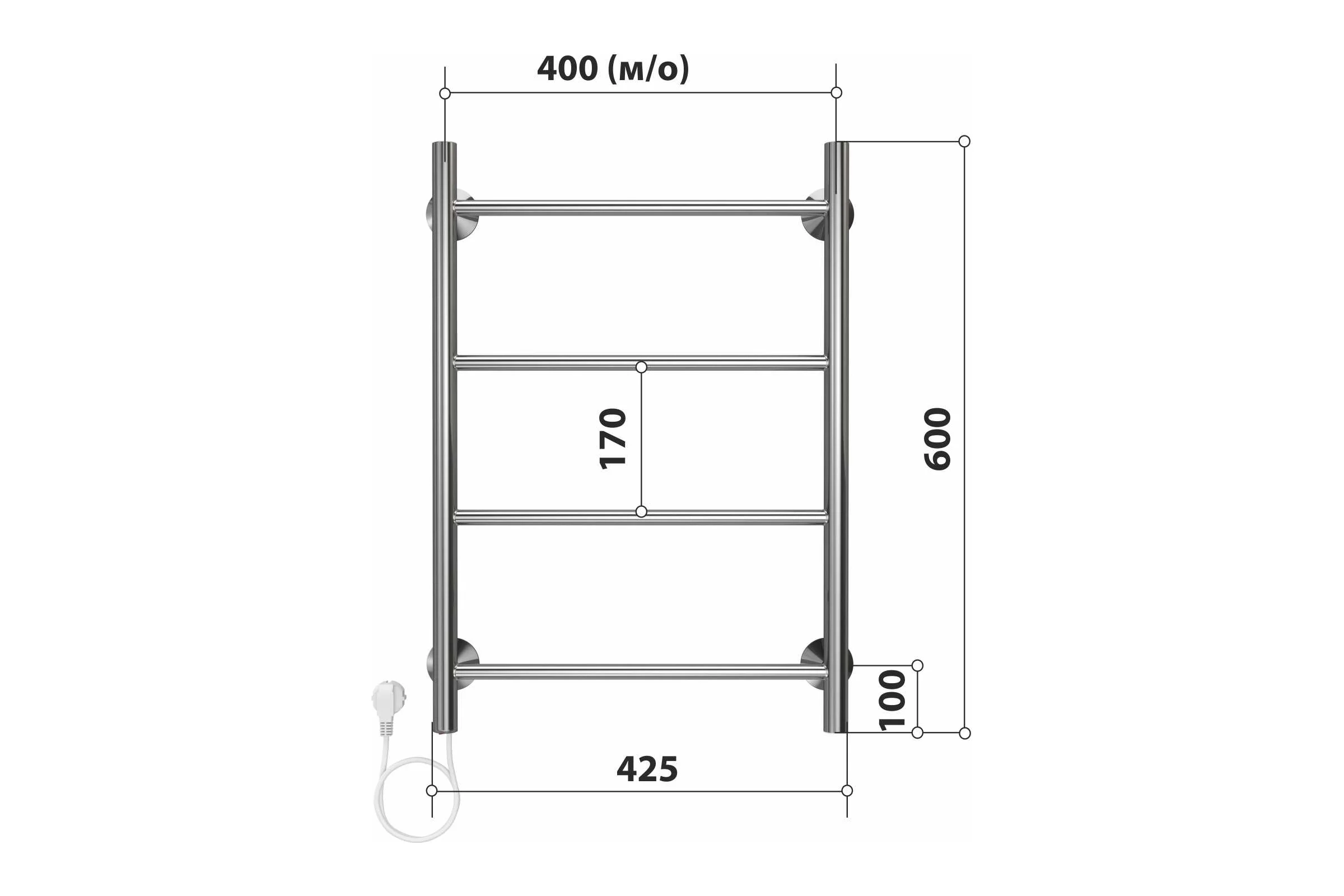 Полотенцесушитель электрический Прямая П4 400x600 Стелмикс 4670078543110
