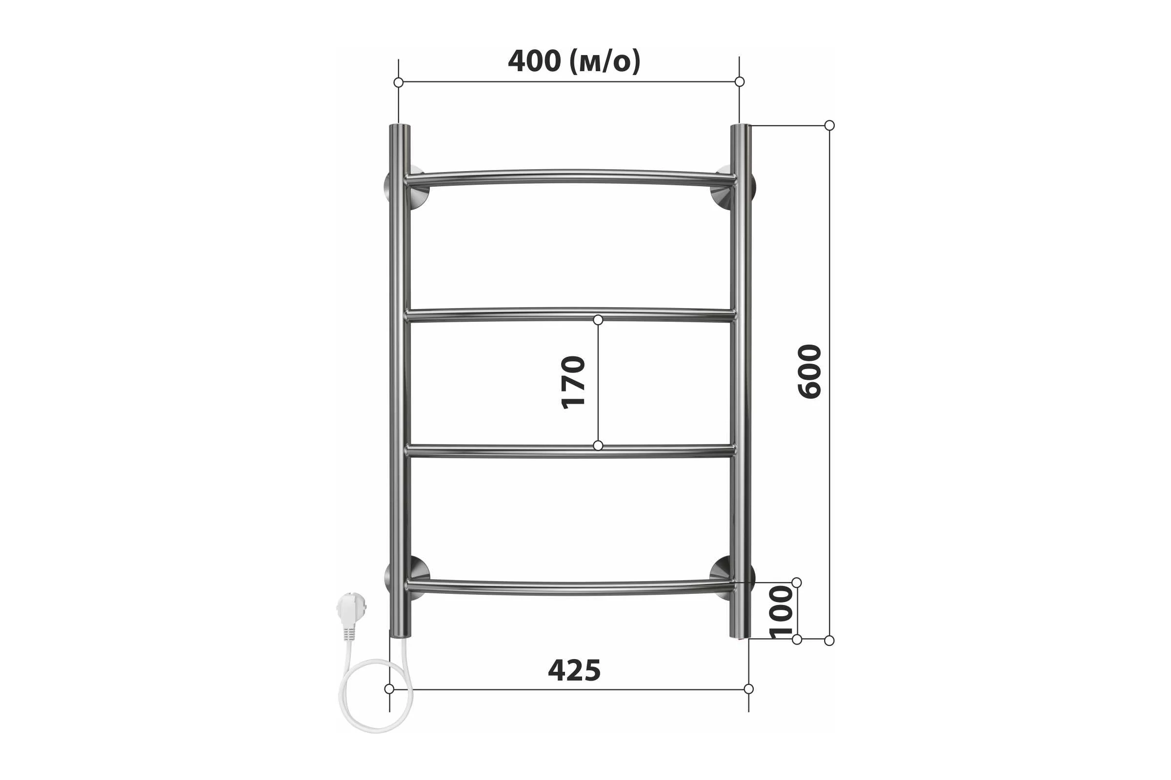 Полотенцесушитель электрический Дуга П4 400x600 Стелмикс 4670078543042