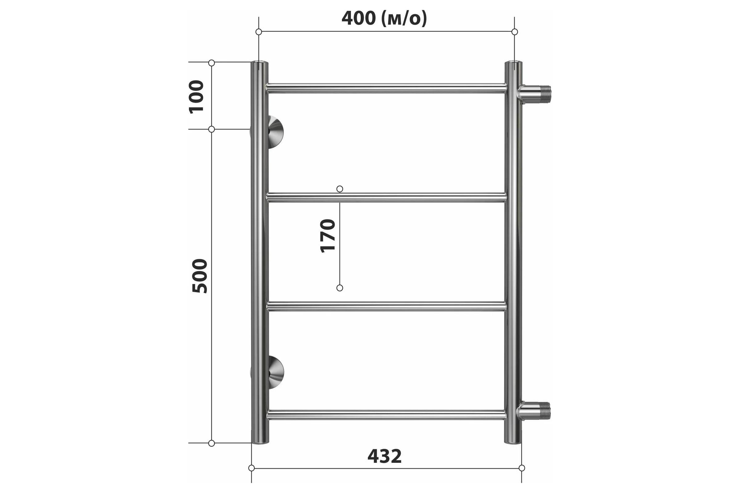 Полотенцесушитель водяной Прямая П4 400x600 бп 500 3/4" Стелмикс 4670078543844