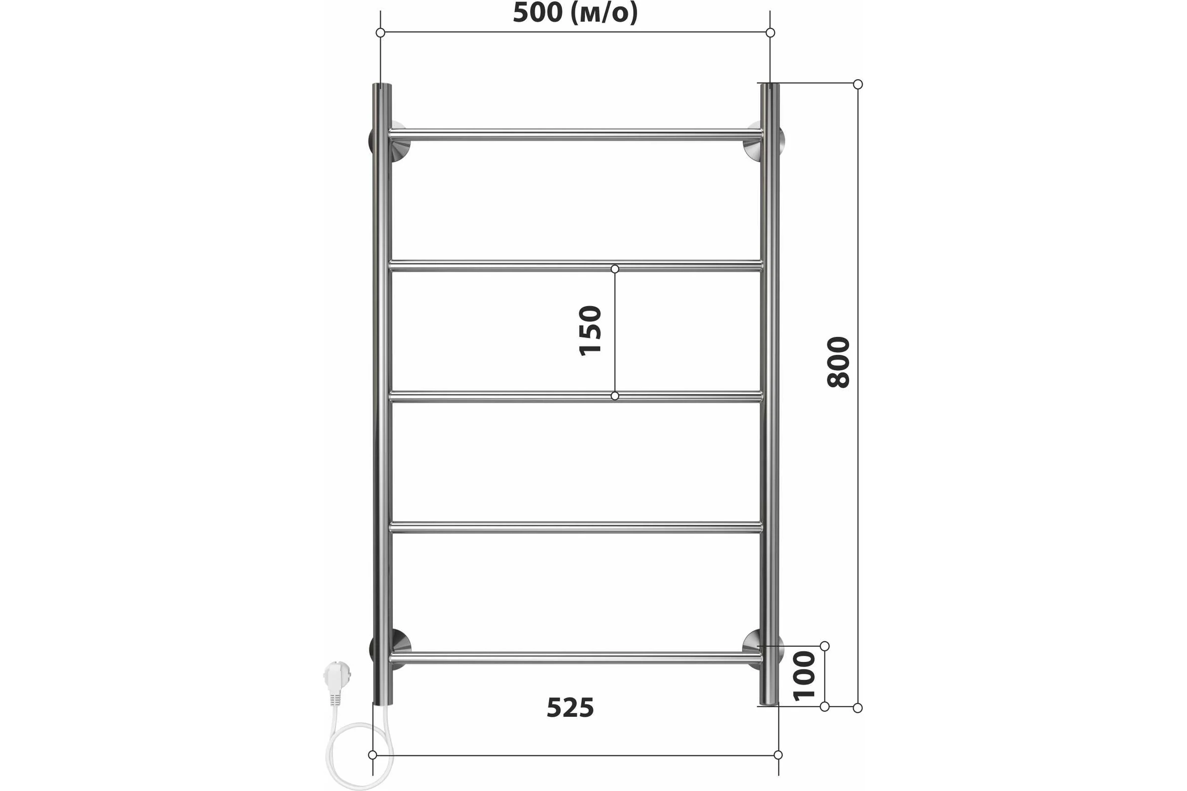 Полотенцесушитель электрический Прямая П5 500x800 Стелмикс 4670078543134