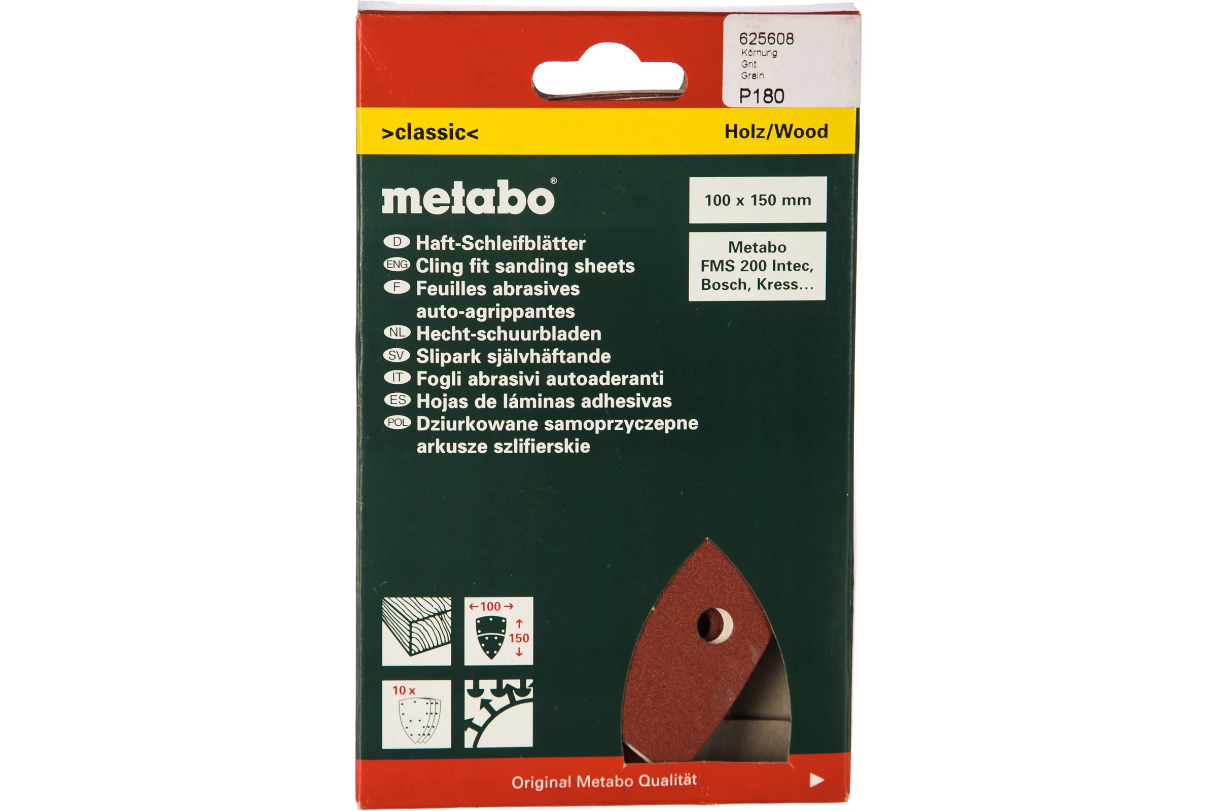 Шлифлисты по дереву для FMS200 (P180, 10шт) Metabo 625608000