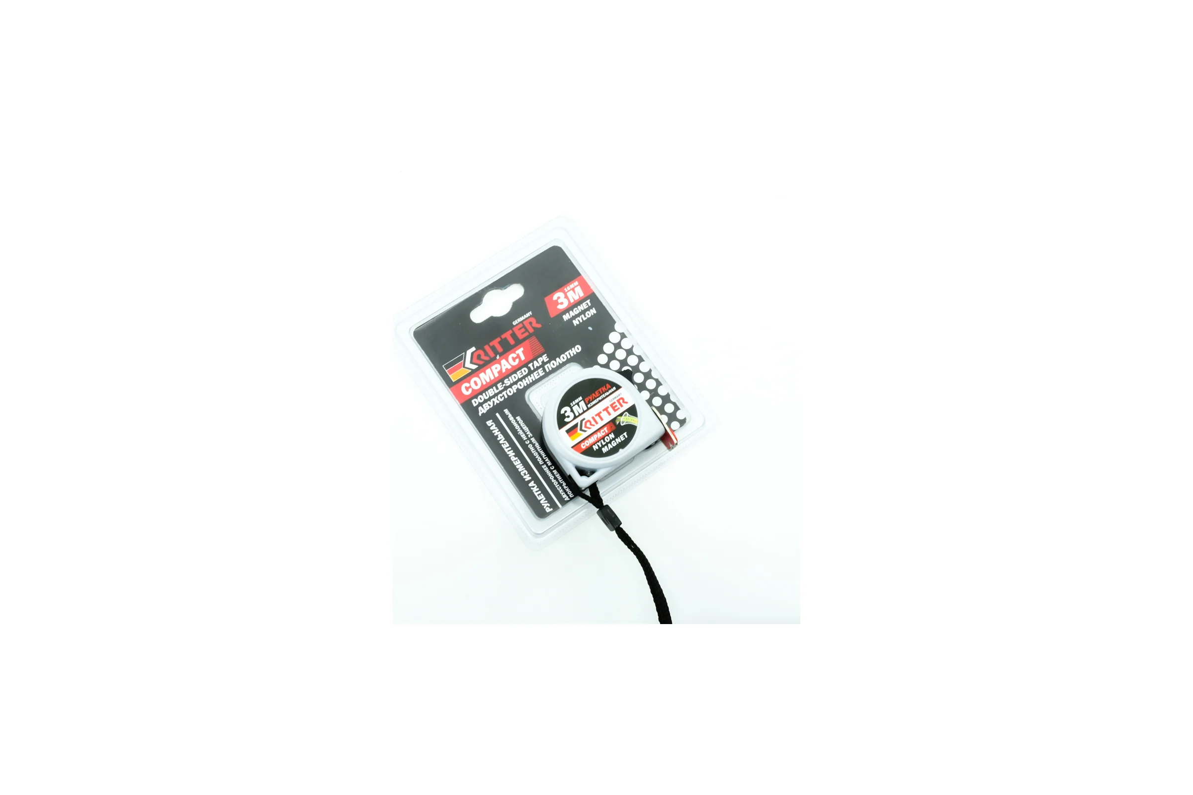 Измерительная рулетка RITTER Compact 3 м, 16 мм, магнит, двухсторонняя, нейлон HT503316