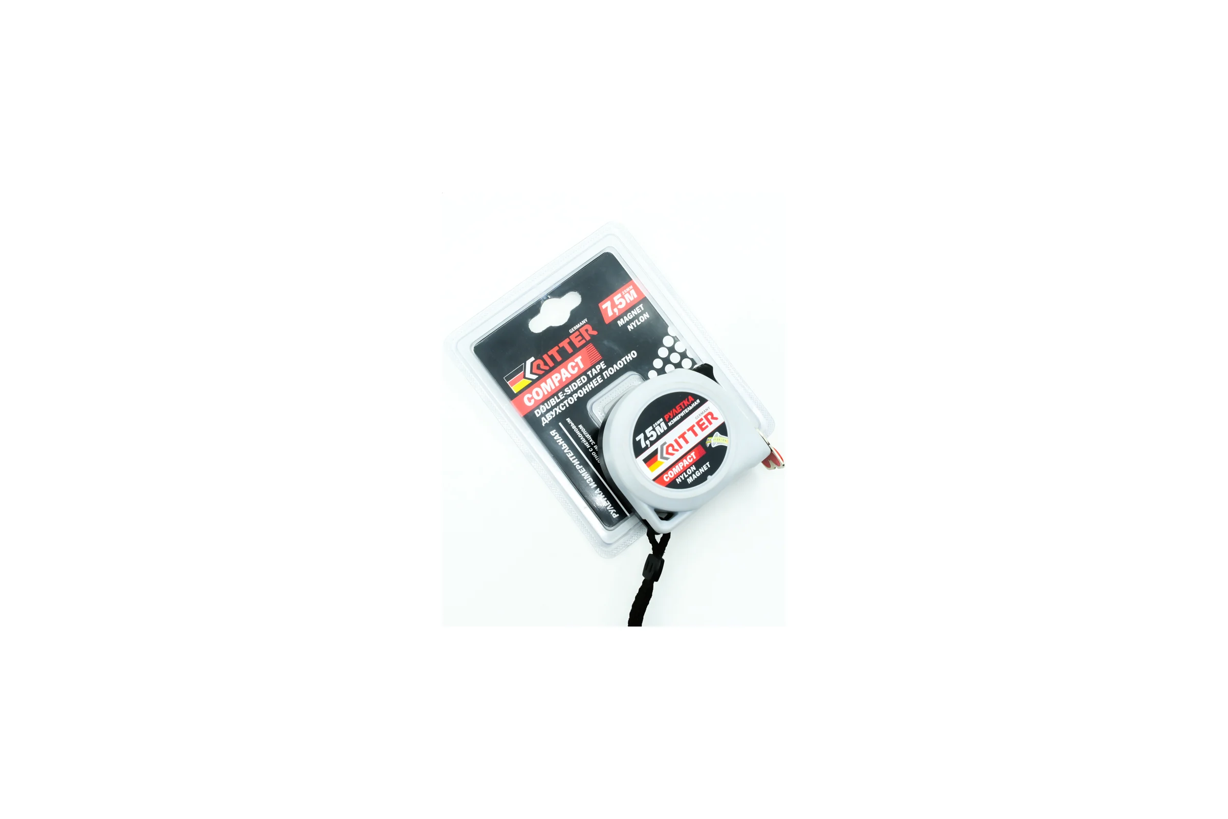 Измерительная рулетка RITTER Compact 7.5 м, 25 мм, магнит, двухсторонняя, нейлон HT503725