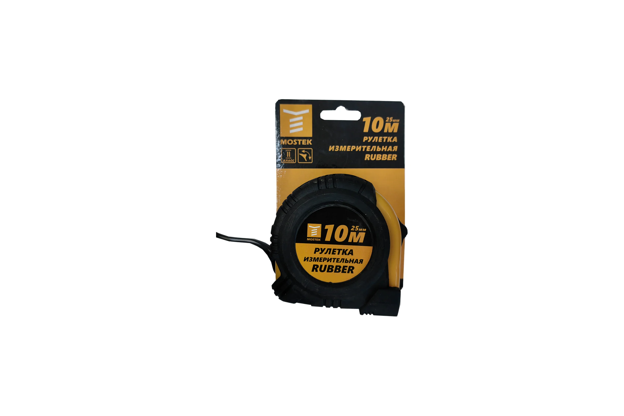 Измерительная рулетка MosTek Rubber 10 м, 25 мм, обрезиненная, с фиксатором 5141025