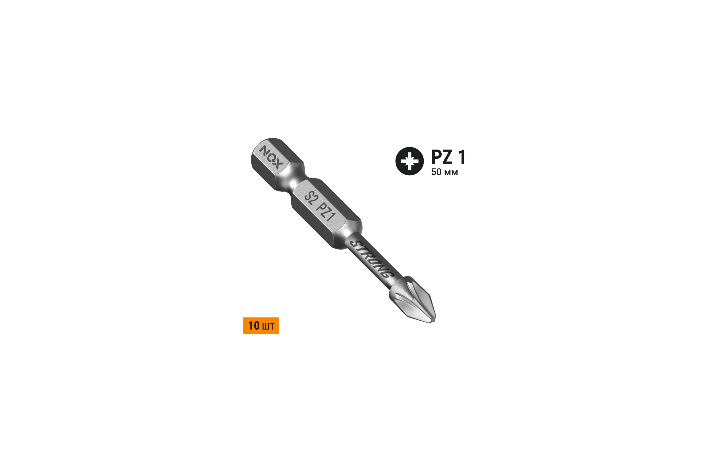 Бита TORSION STRONG PZ1, 50 мм, 10 шт, бокс, E6.3 NOX 337150