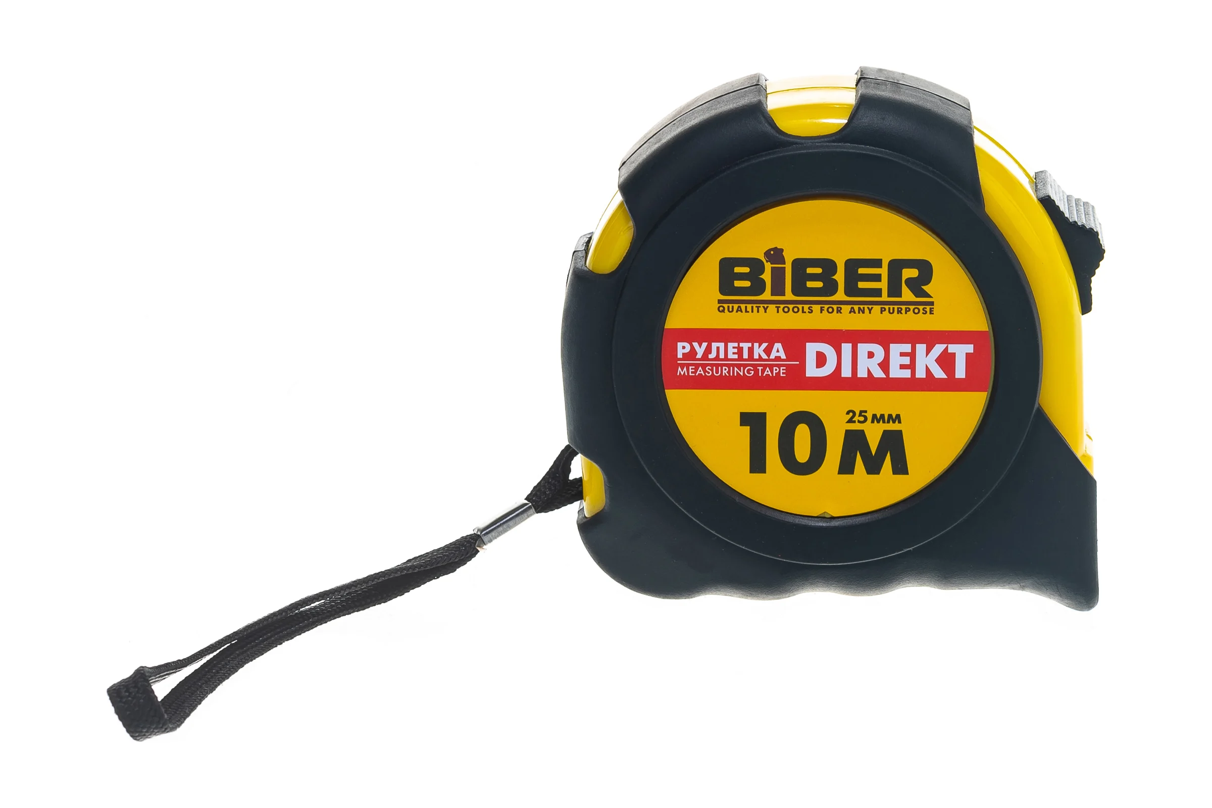 Рулетка (обрезиненный корпус, 10 м х 25 мм) Biber DIREKT 40105 тов-054502