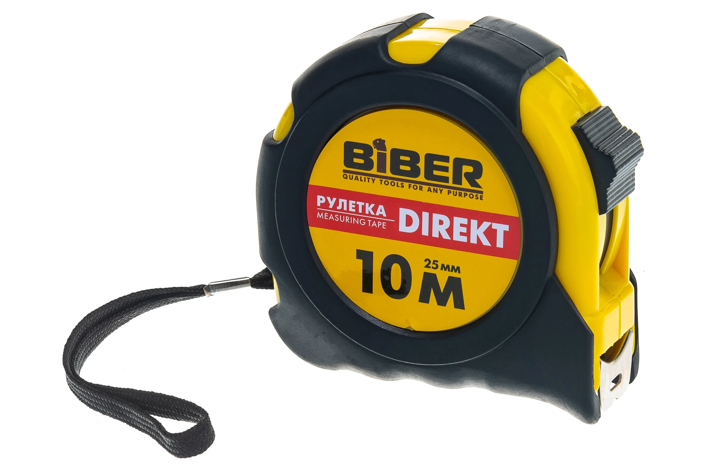Рулетка (обрезиненный корпус, 10 м х 25 мм) Biber DIREKT 40105 тов-054502