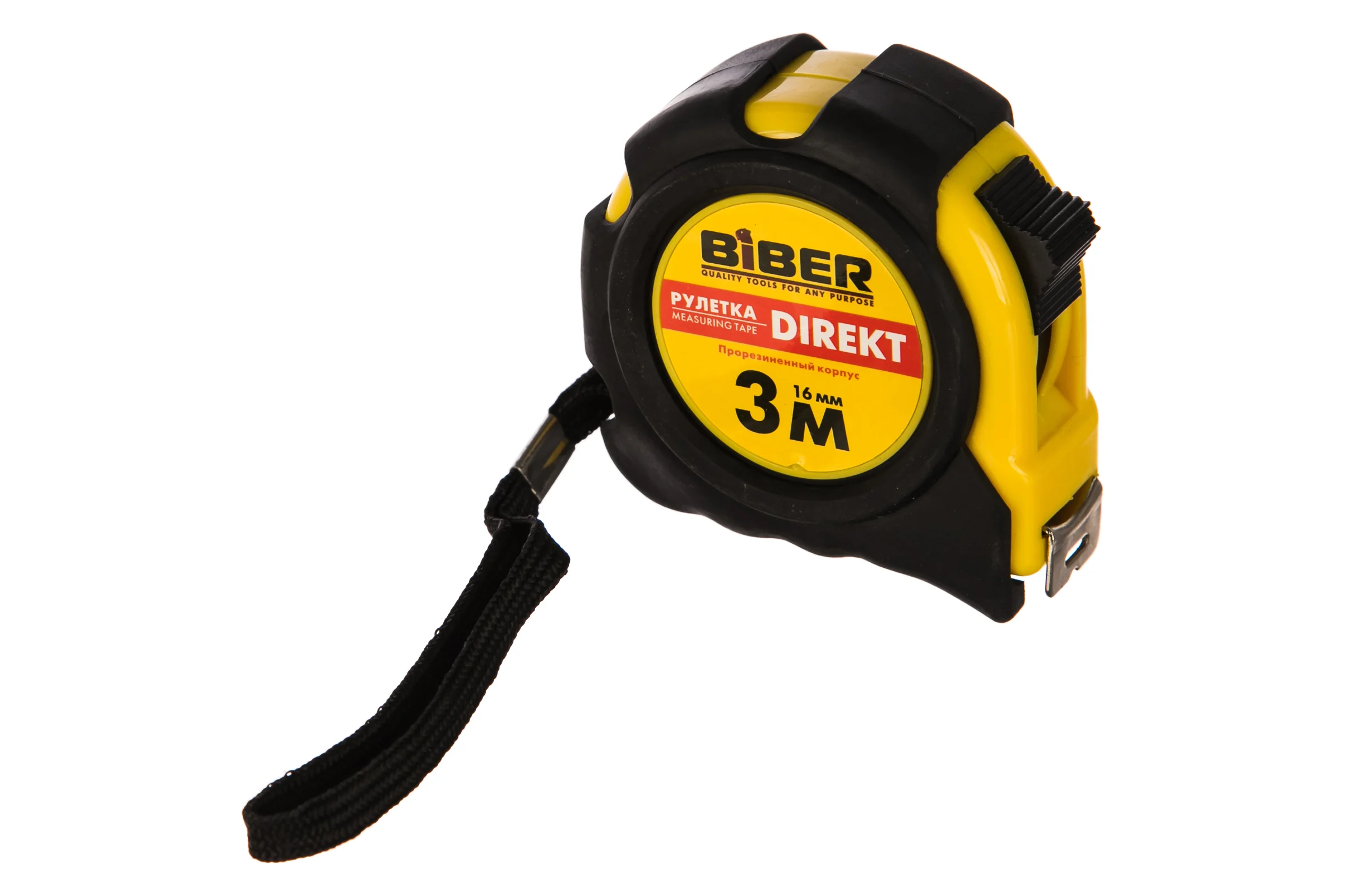 Рулетка (обрезиненный корпус, 3 м х 16 мм) Biber DIREKT 40102 тов-054500