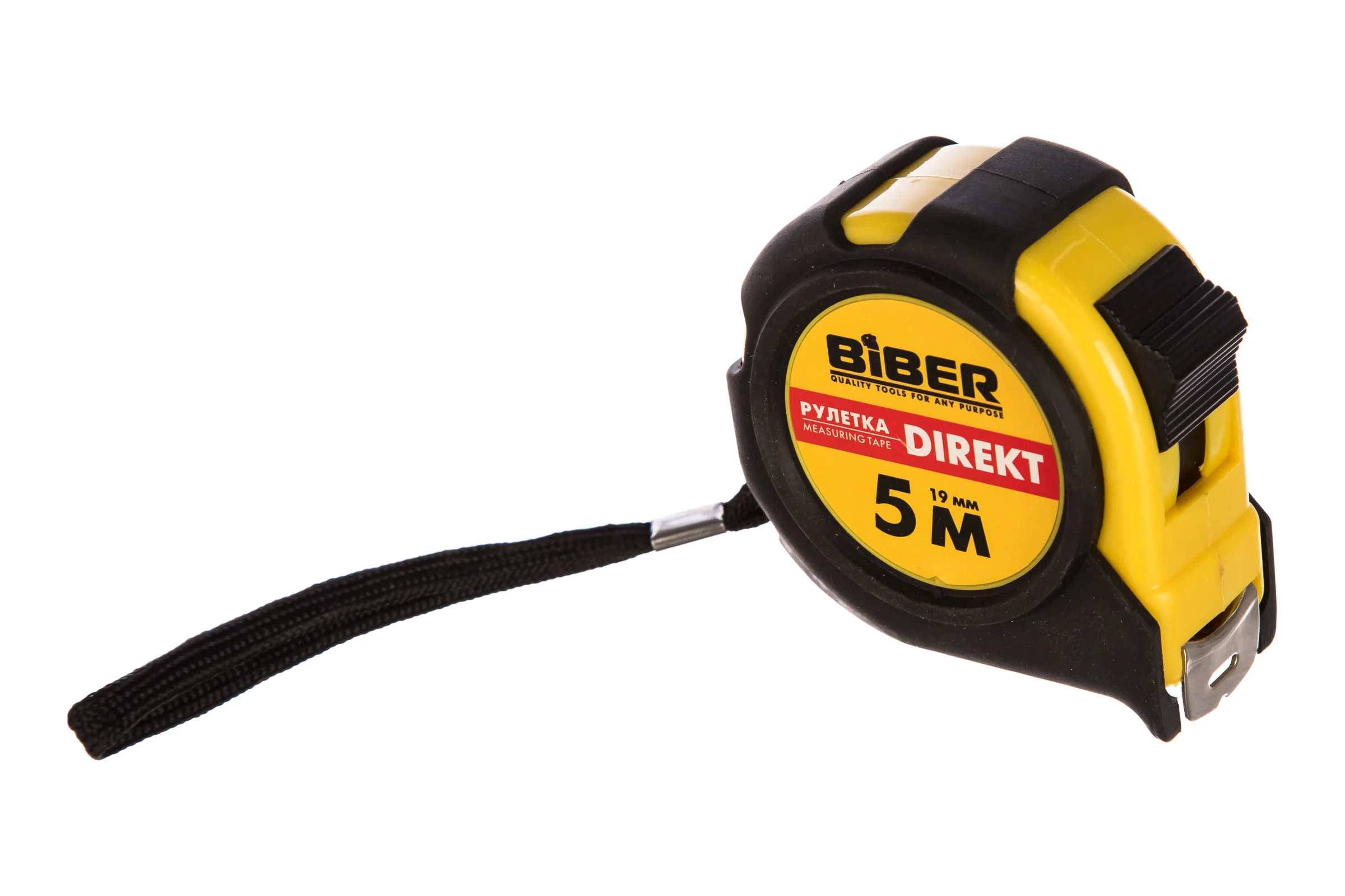 Рулетка (обрезиненный корпус, 5 м х 19 мм) Biber DIREKT 40103 тов-049302